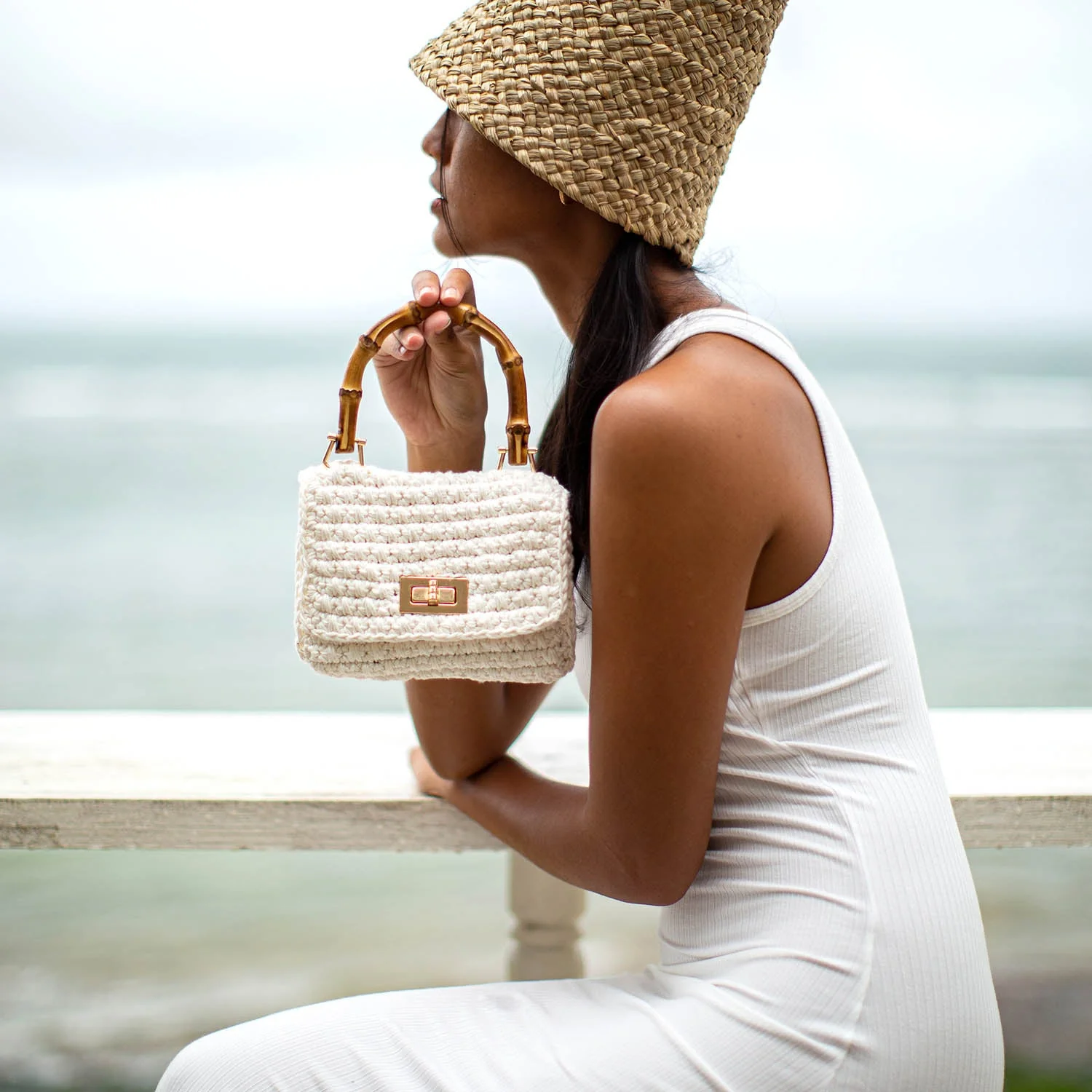OLA Ecovero Rib Midi Dress In Off White - Image 6