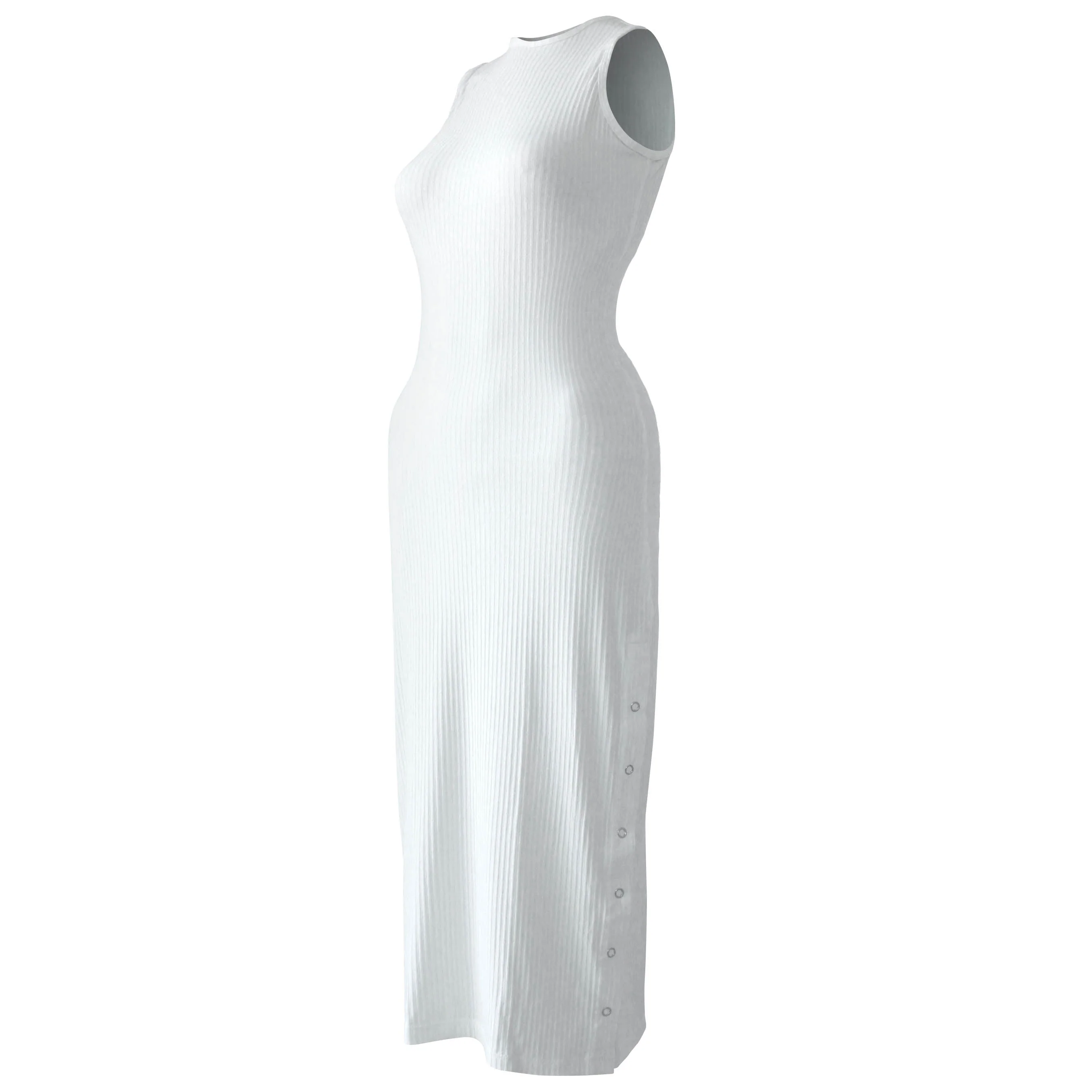 OLA Ecovero Rib Midi Dress In Off White - Image 7