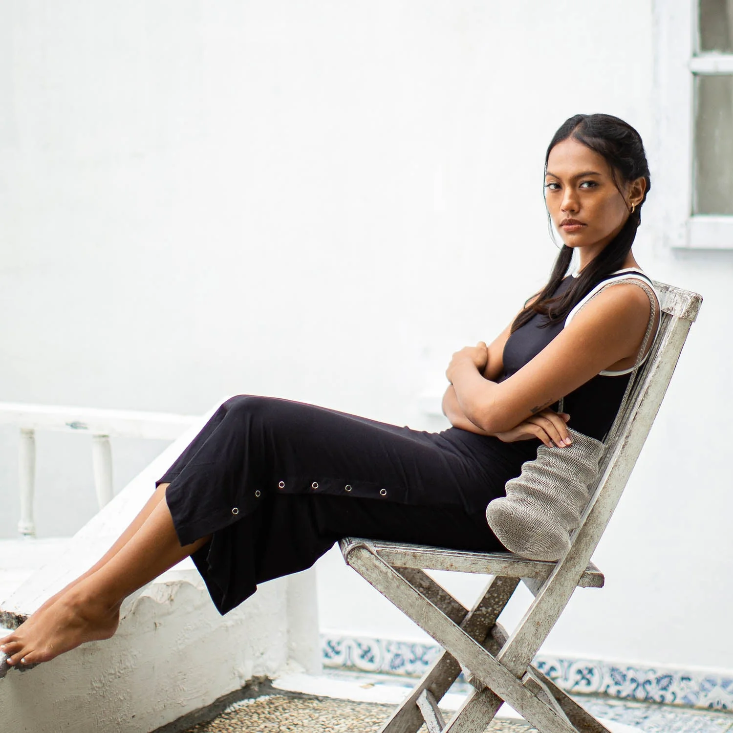 OLA Organic Cotton Midi Dress In Black - Image 3