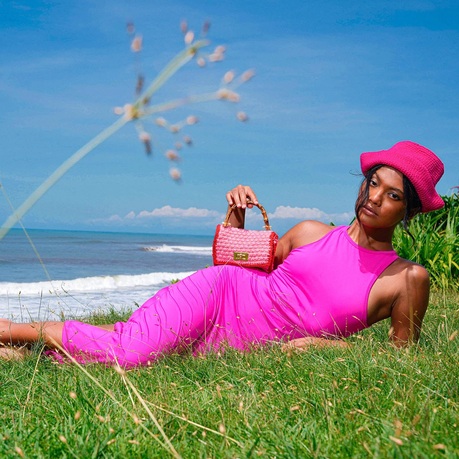 OLA Recycled Midi Dress In Dragonfruit Pink - Image 4