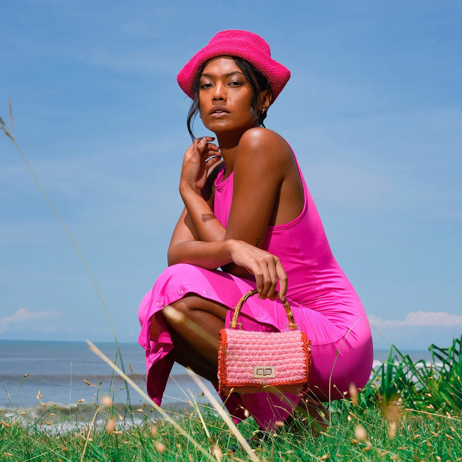 OLA Recycled Midi Dress In Dragonfruit Pink - Image 5