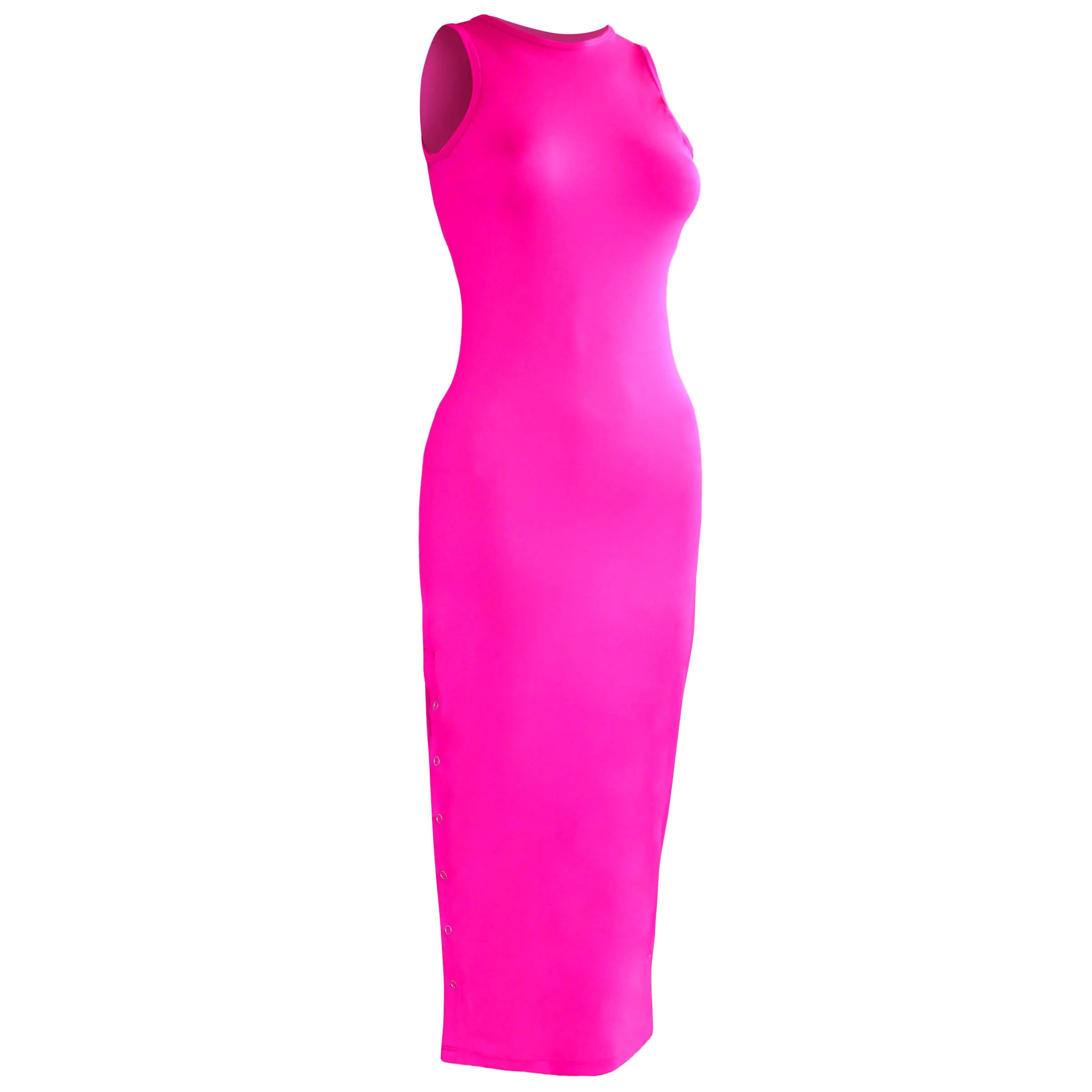 OLA Recycled Midi Dress In Dragonfruit Pink - Image 6