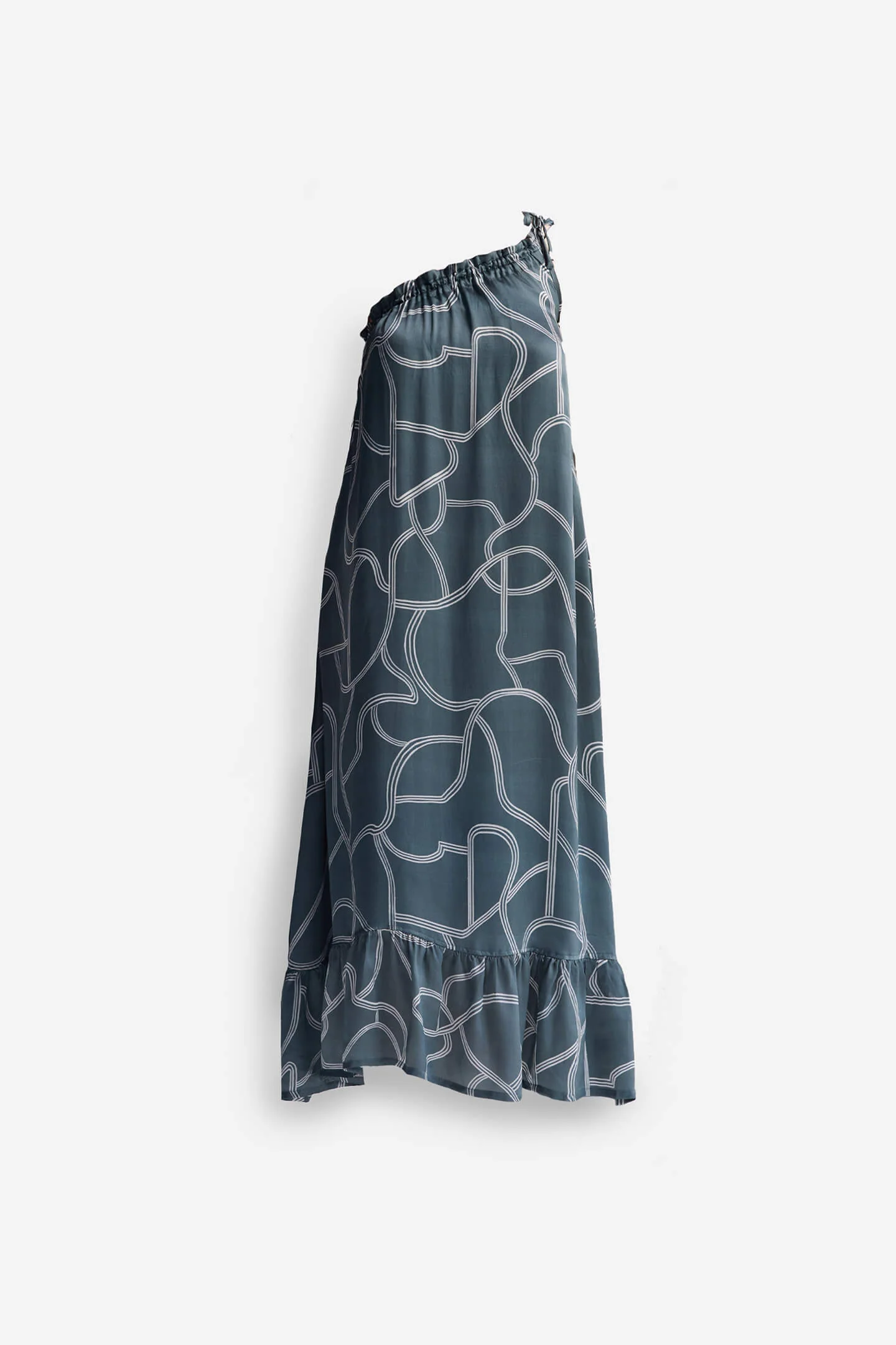 One Shoulder Maxi Dress in Abstract Stripes - Image 8