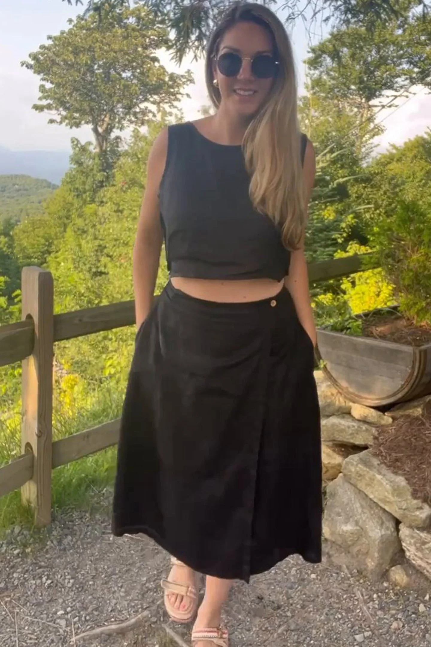 Overlap Midi Skirt in Black - Image 12