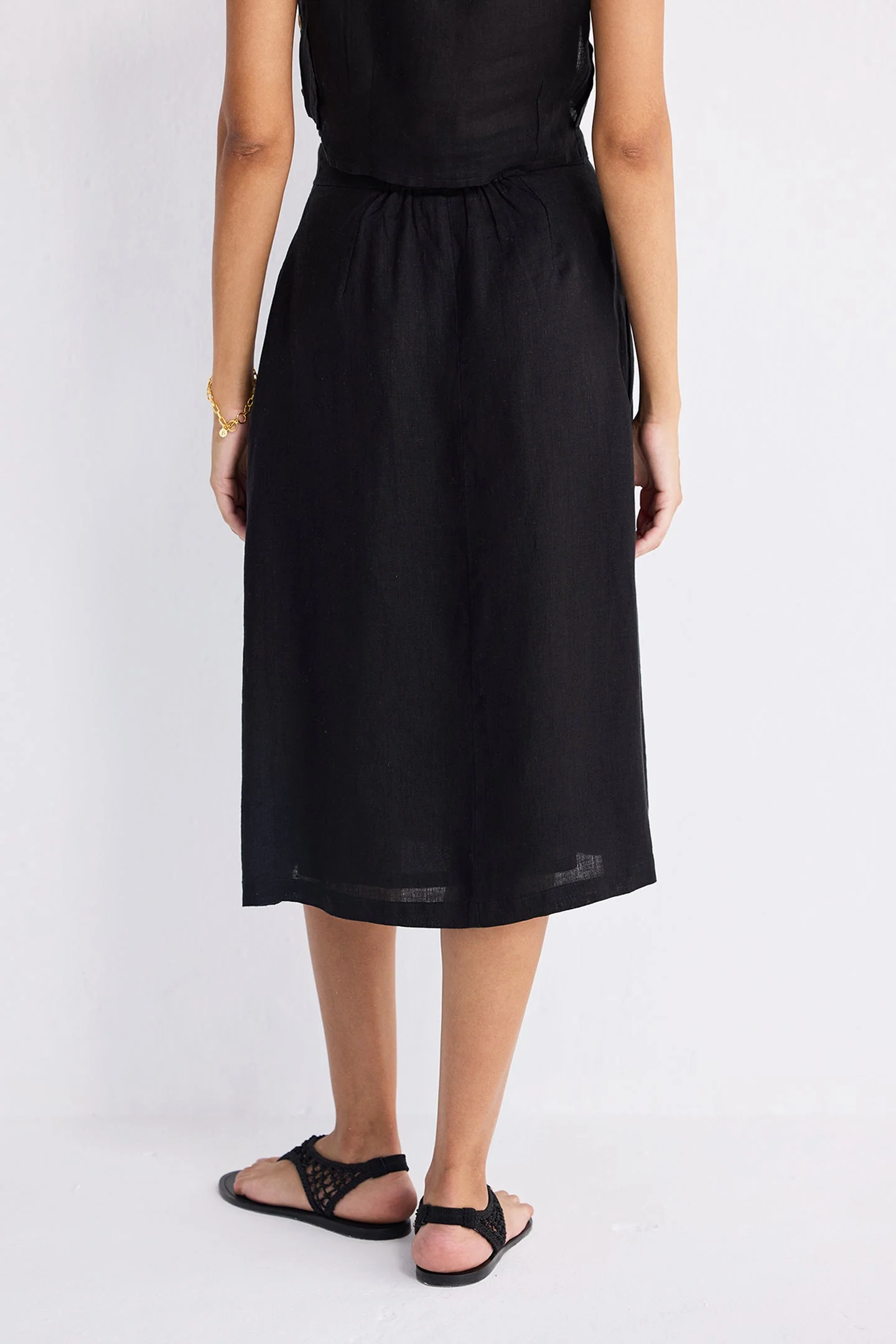 Overlap Midi Skirt in Black - Image 3