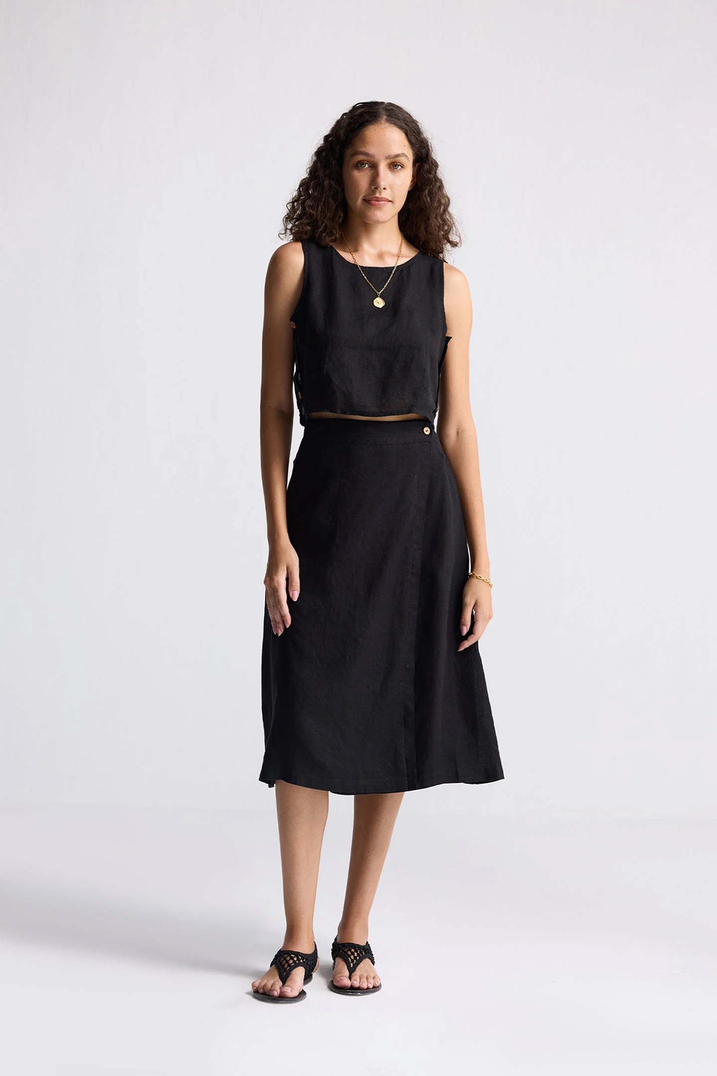 Overlap Midi Skirt in Black - Image 6
