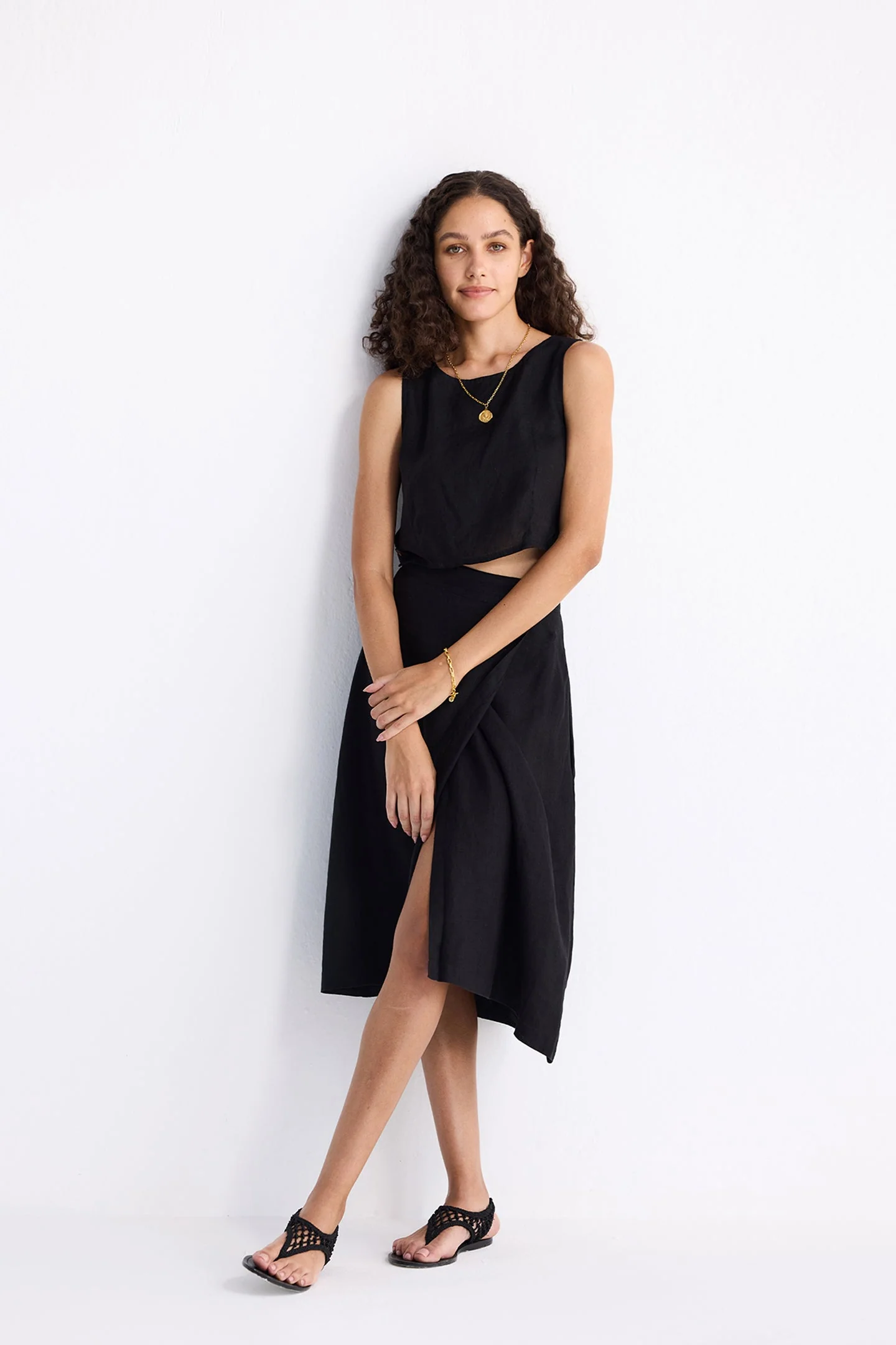 Overlap Midi Skirt in Black - Image 7