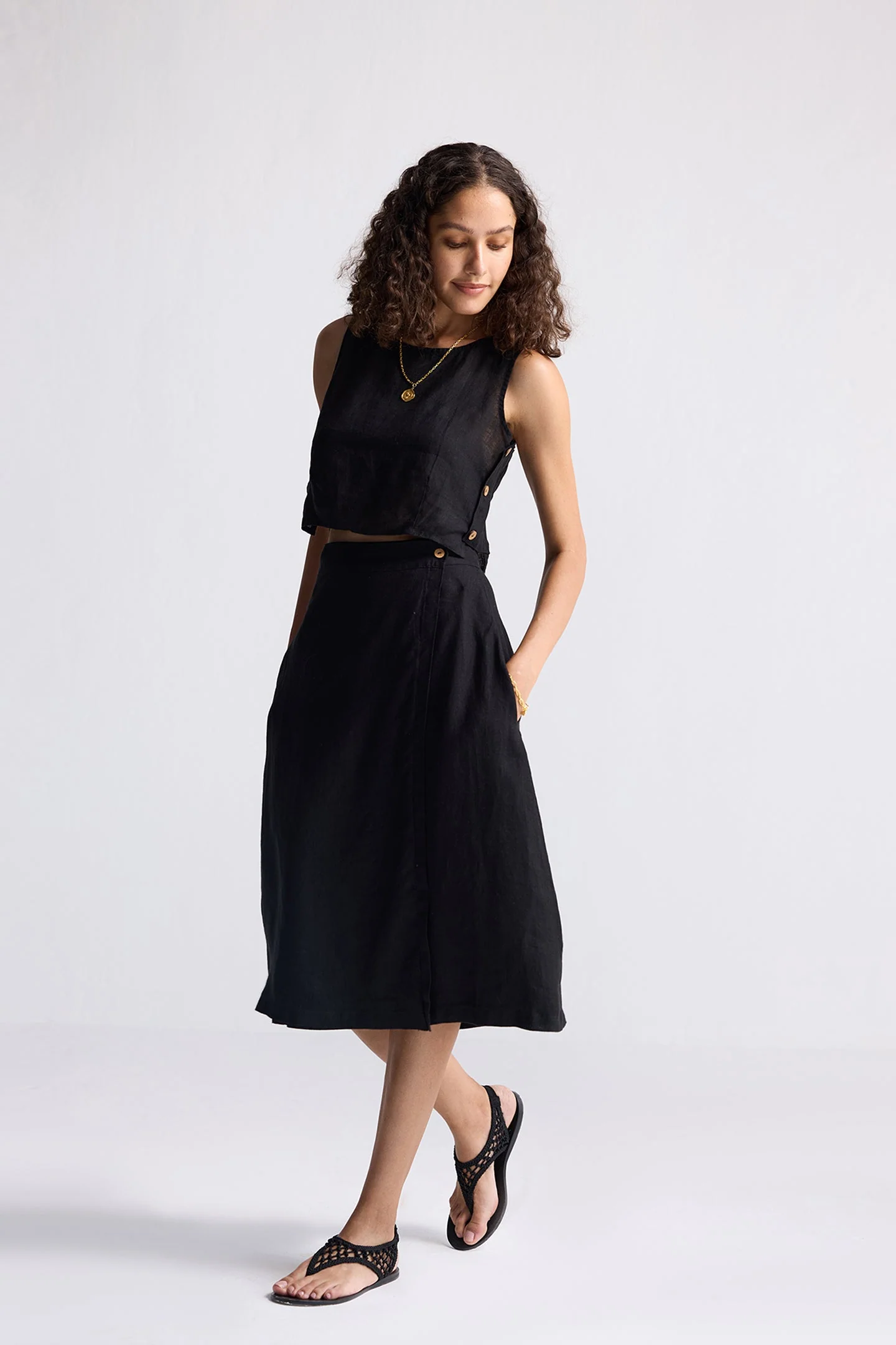 Overlap Midi Skirt in Black - Image 8