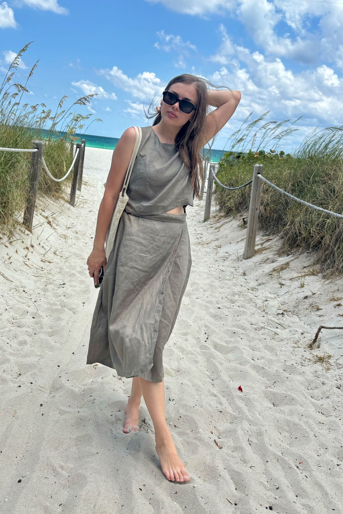 Overlap Midi Skirt in Dark Green - Image 7