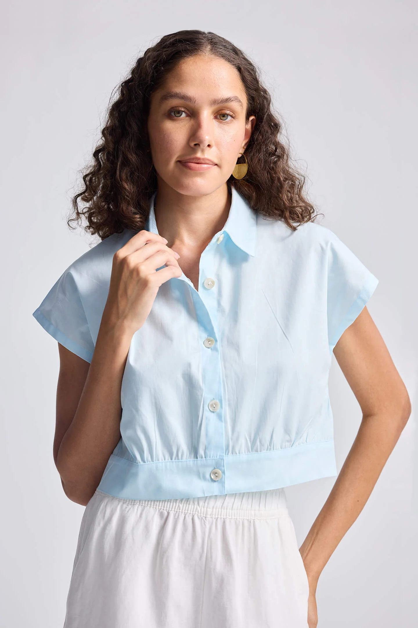 Oversized Crop Shirt in Summer Blue - Image 6