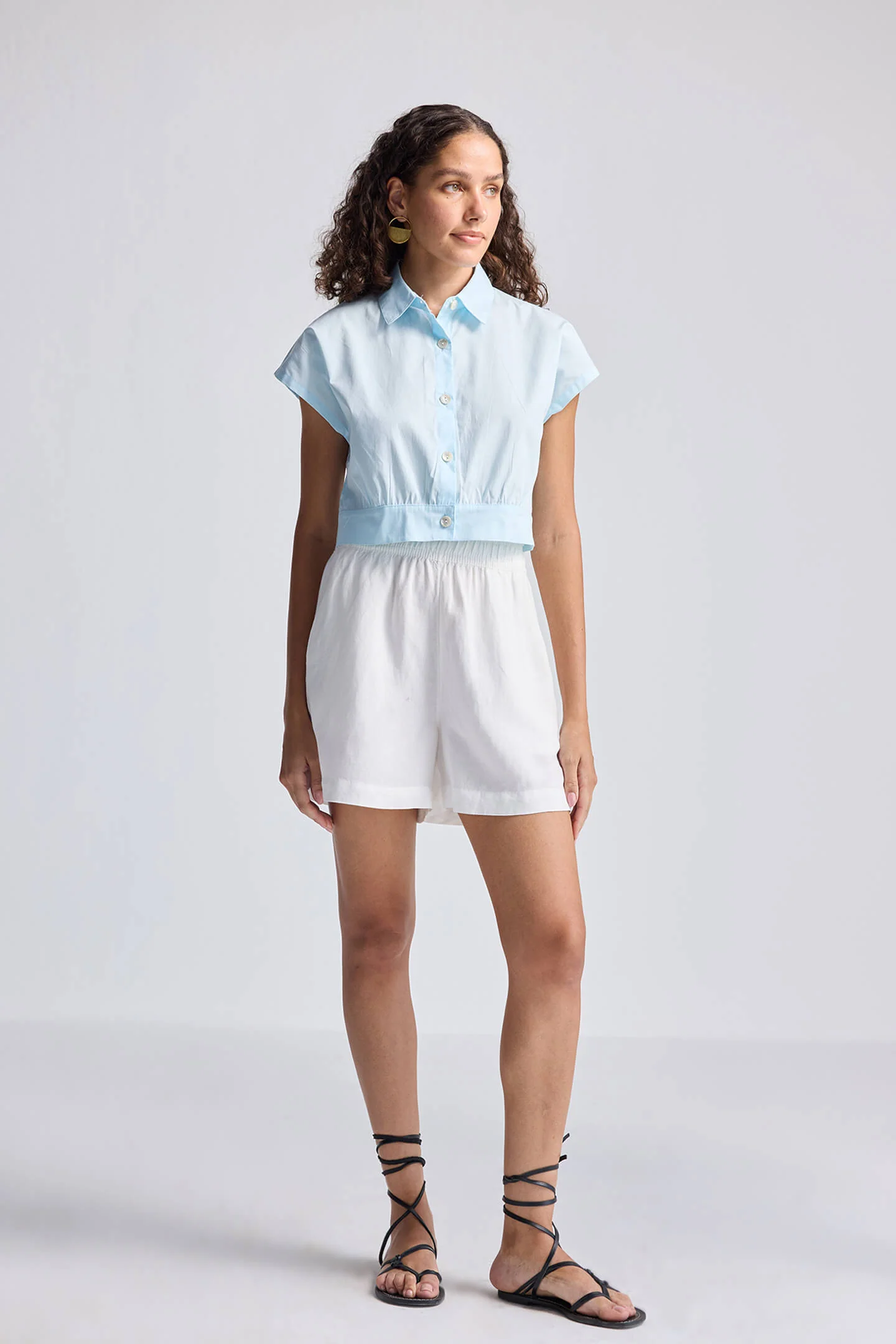 Oversized Crop Shirt in Summer Blue - Image 8