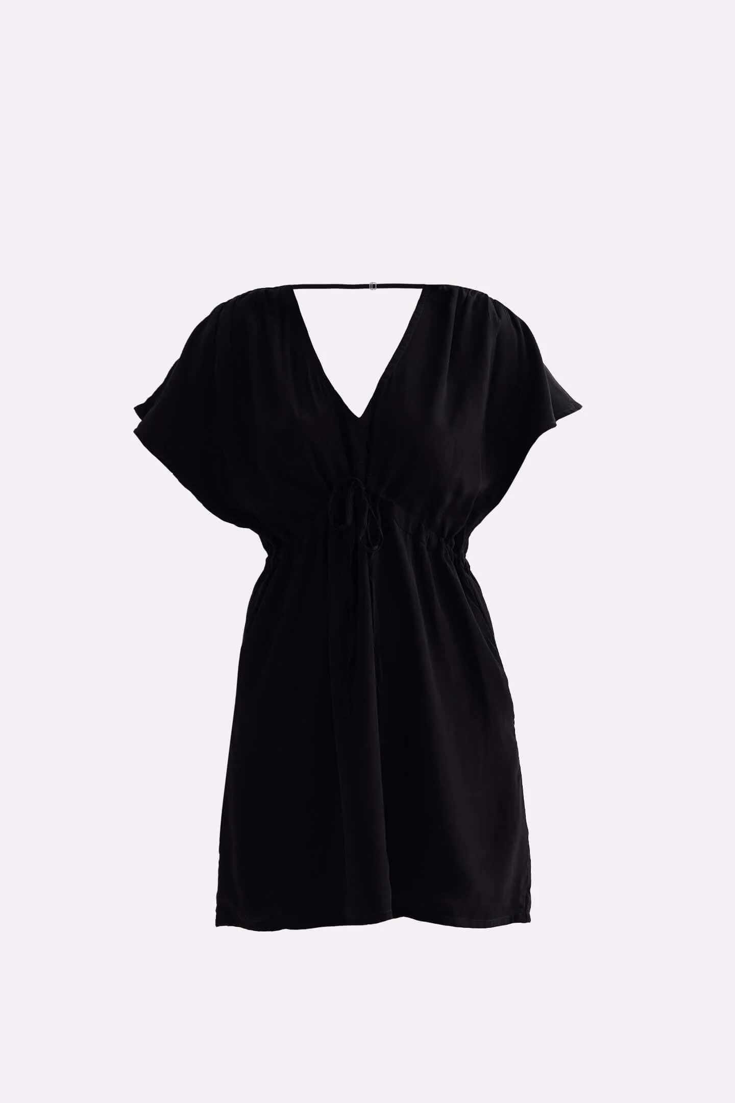 Oversized Gathered Short Dress in Black - Image 10