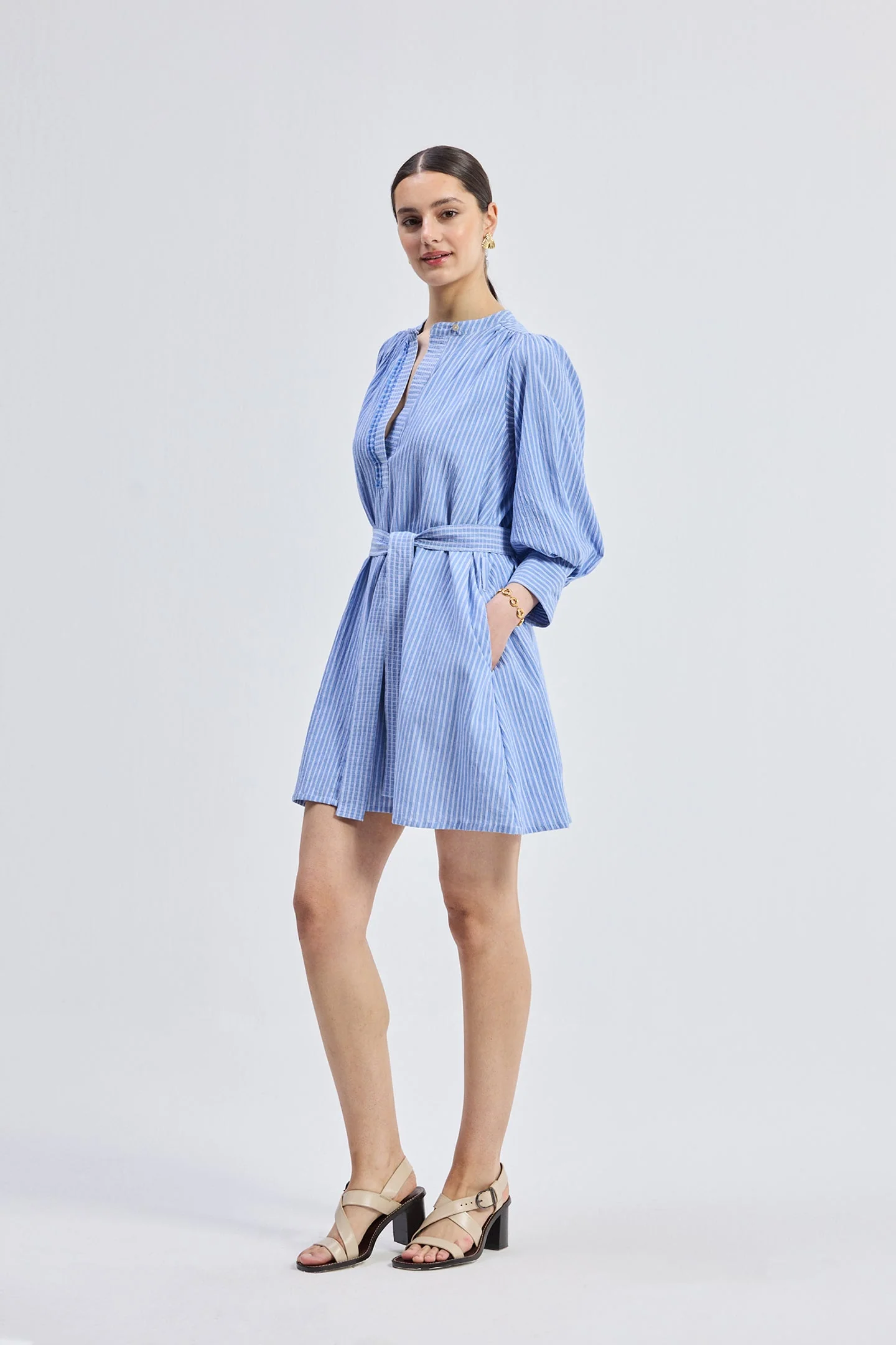 Oversized Tunic Dress in Stripes - Image 11