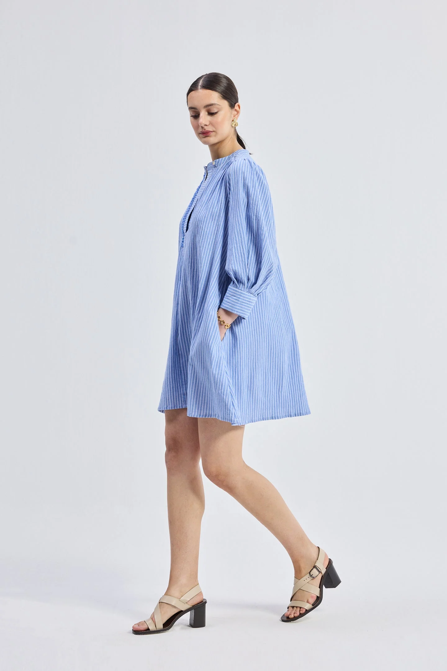 Oversized Tunic Dress in Stripes - Image 4