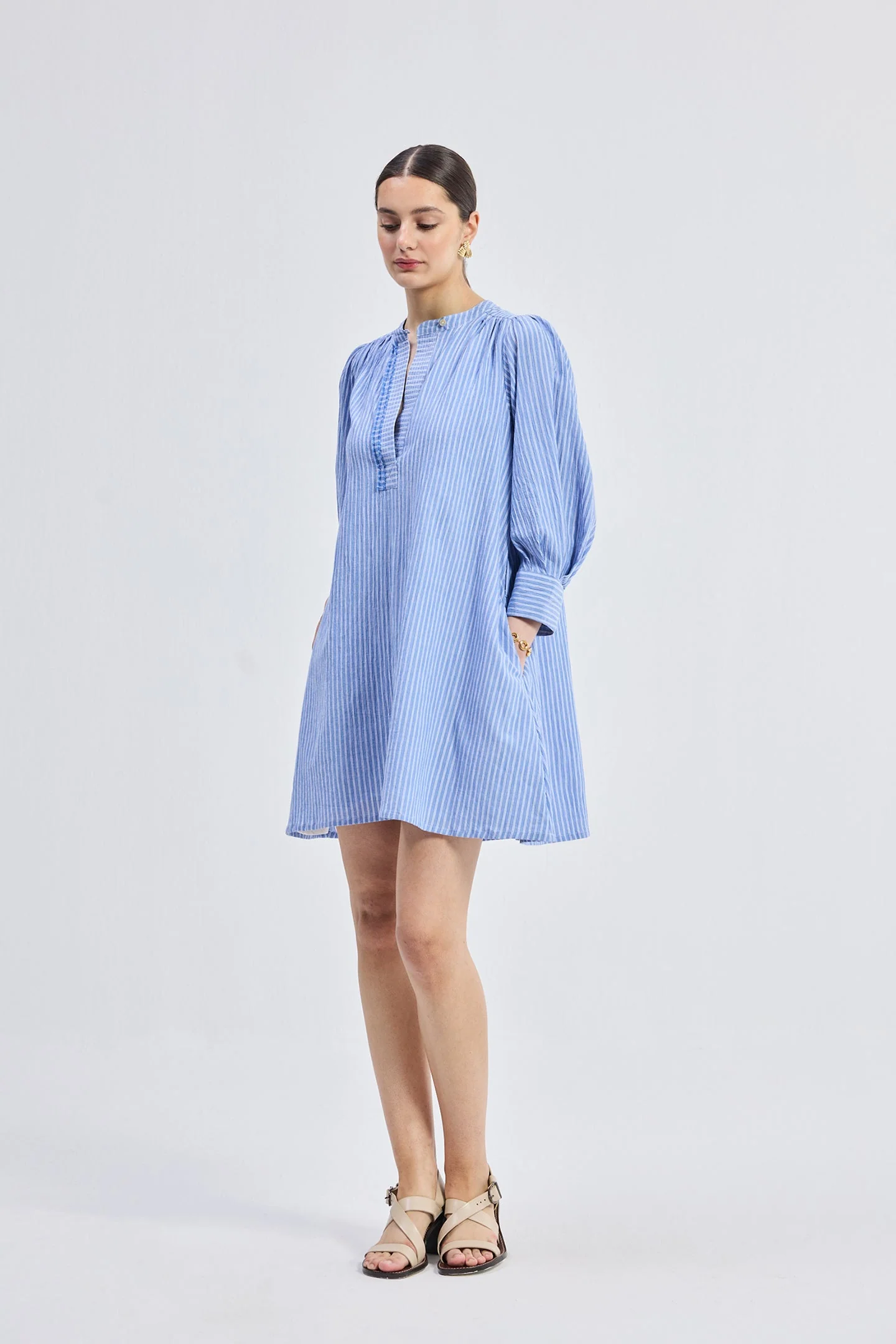 Oversized Tunic Dress in Stripes - Image 8
