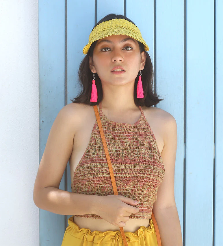 Palm Visor Hat In Turmeric Yellow - Image 2