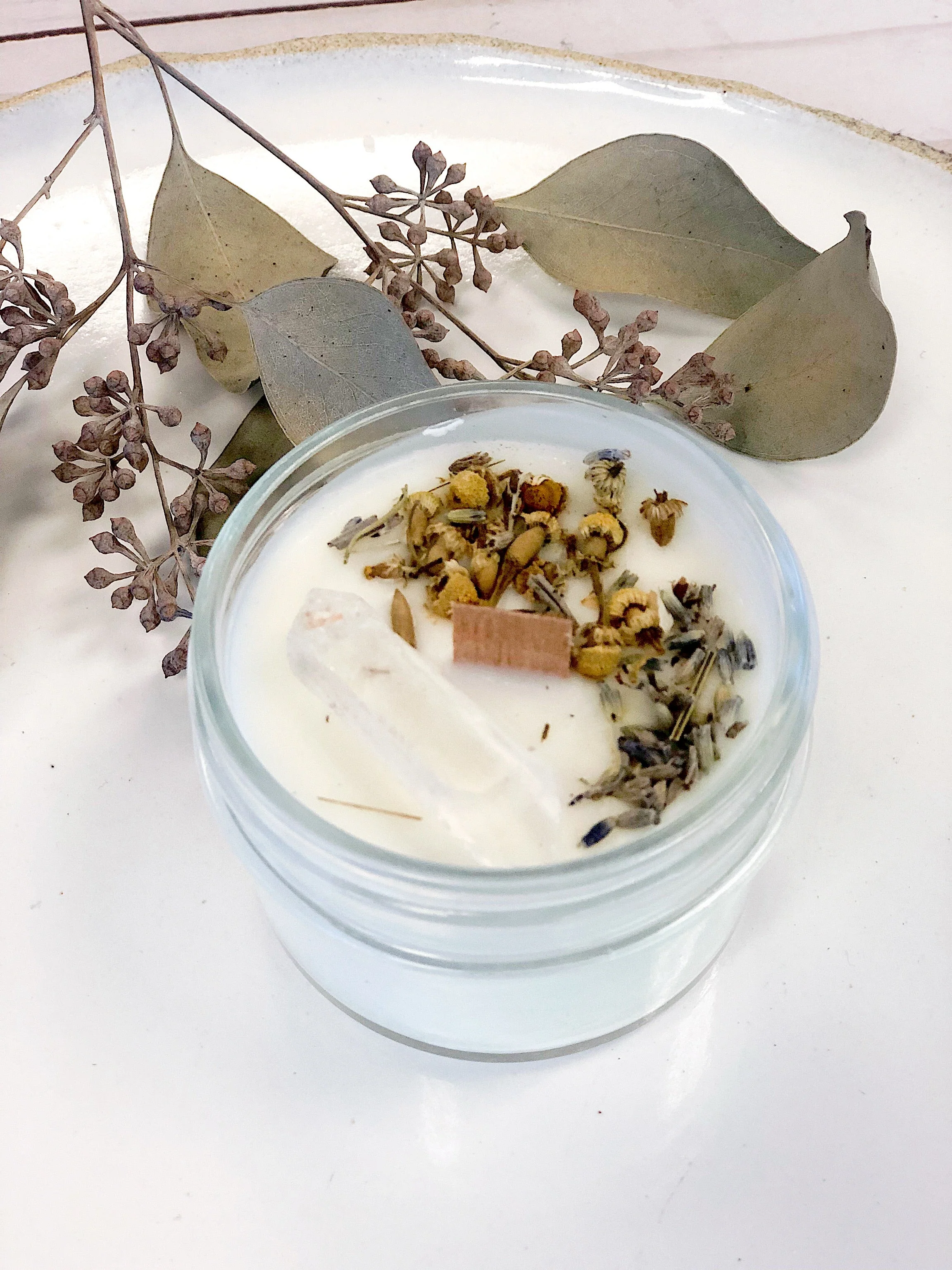 Peace Candle / Serenity Candle / Intention Candle / Ritual Candle / Crystal Candle / Pretty Candle / Organic Soy Wax Candle / Botanicals - Image 4