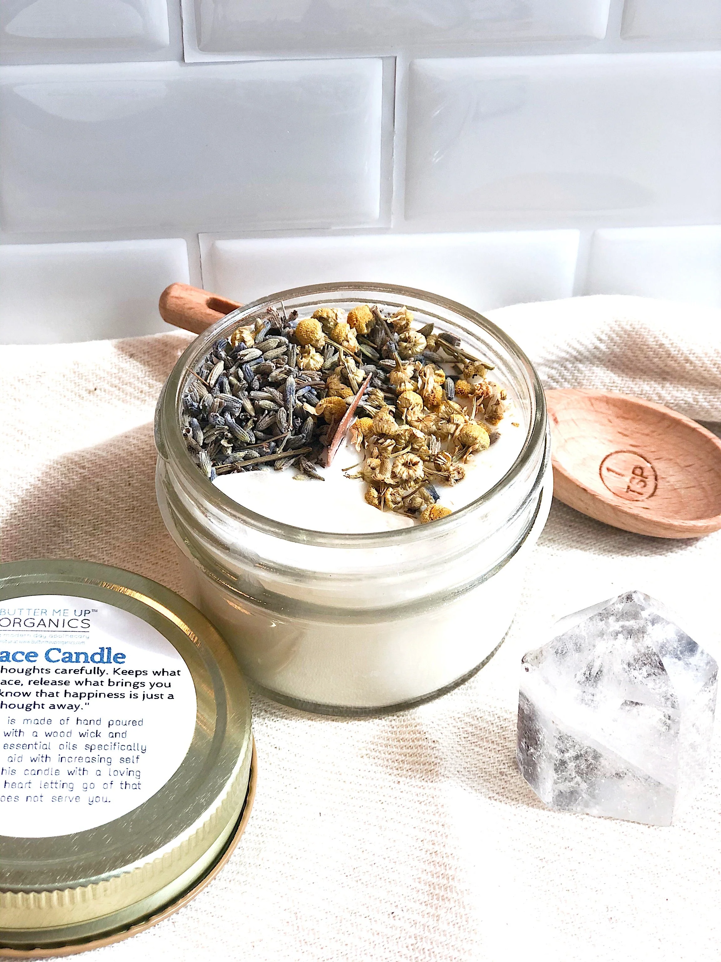 Peace Candle / Serenity Candle / Intention Candle / Ritual Candle / Crystal Candle / Pretty Candle / Organic Soy Wax Candle / Botanicals - Image 7