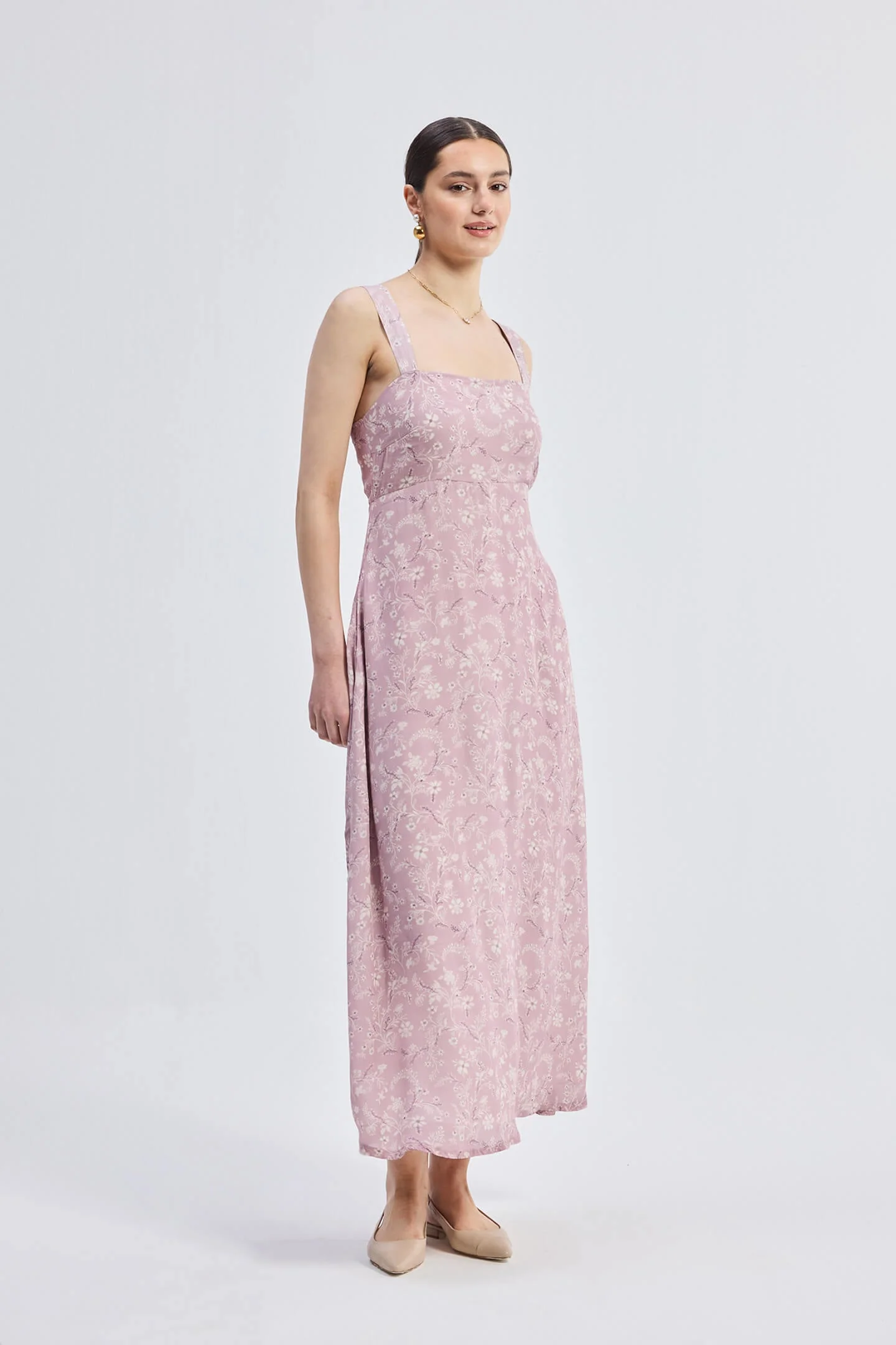 Perfect Floral Maxi with Tapered Straps in Pink - Image 5
