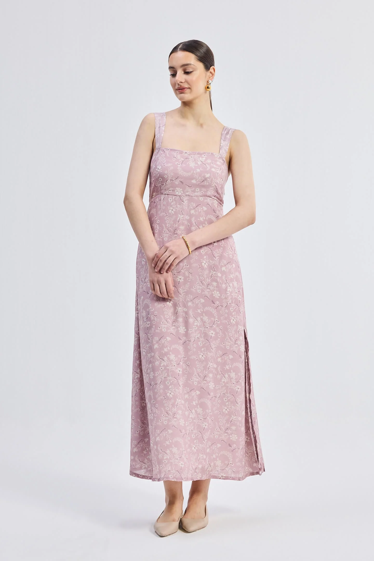 Perfect Floral Maxi with Tapered Straps in Pink - Image 6