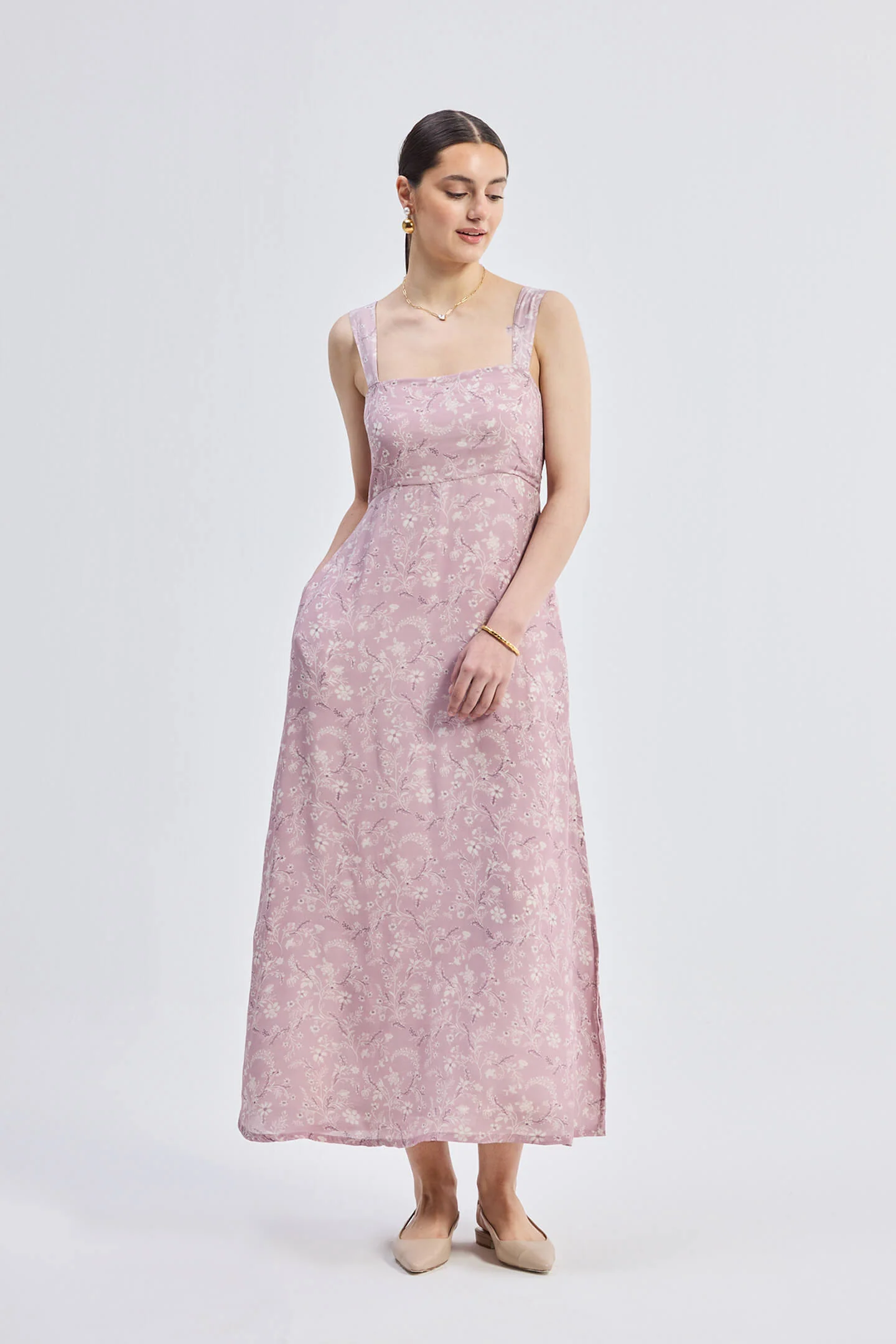 Perfect Floral Maxi with Tapered Straps in Pink - Image 7