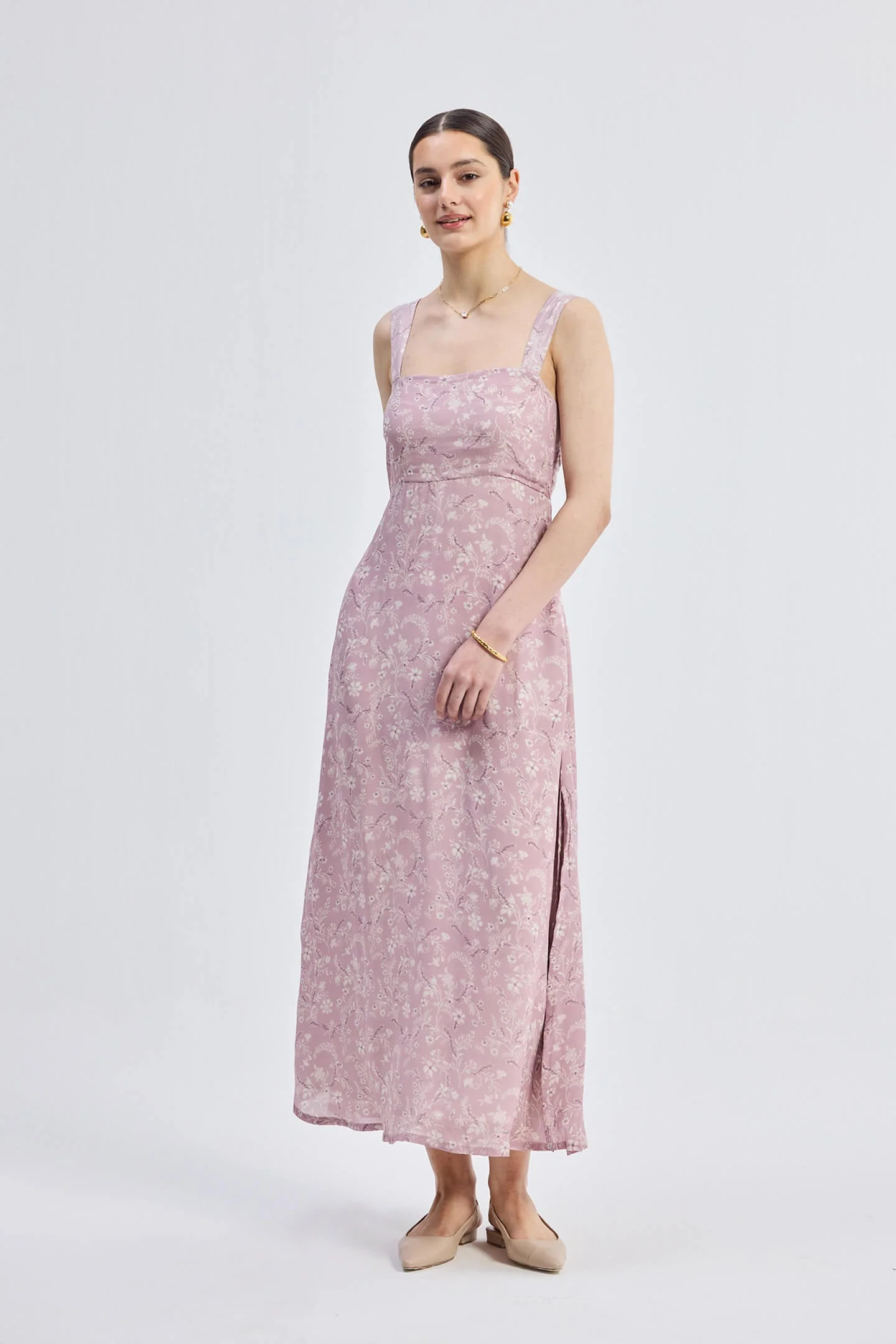 Perfect Floral Maxi with Tapered Straps in Pink - Image 8