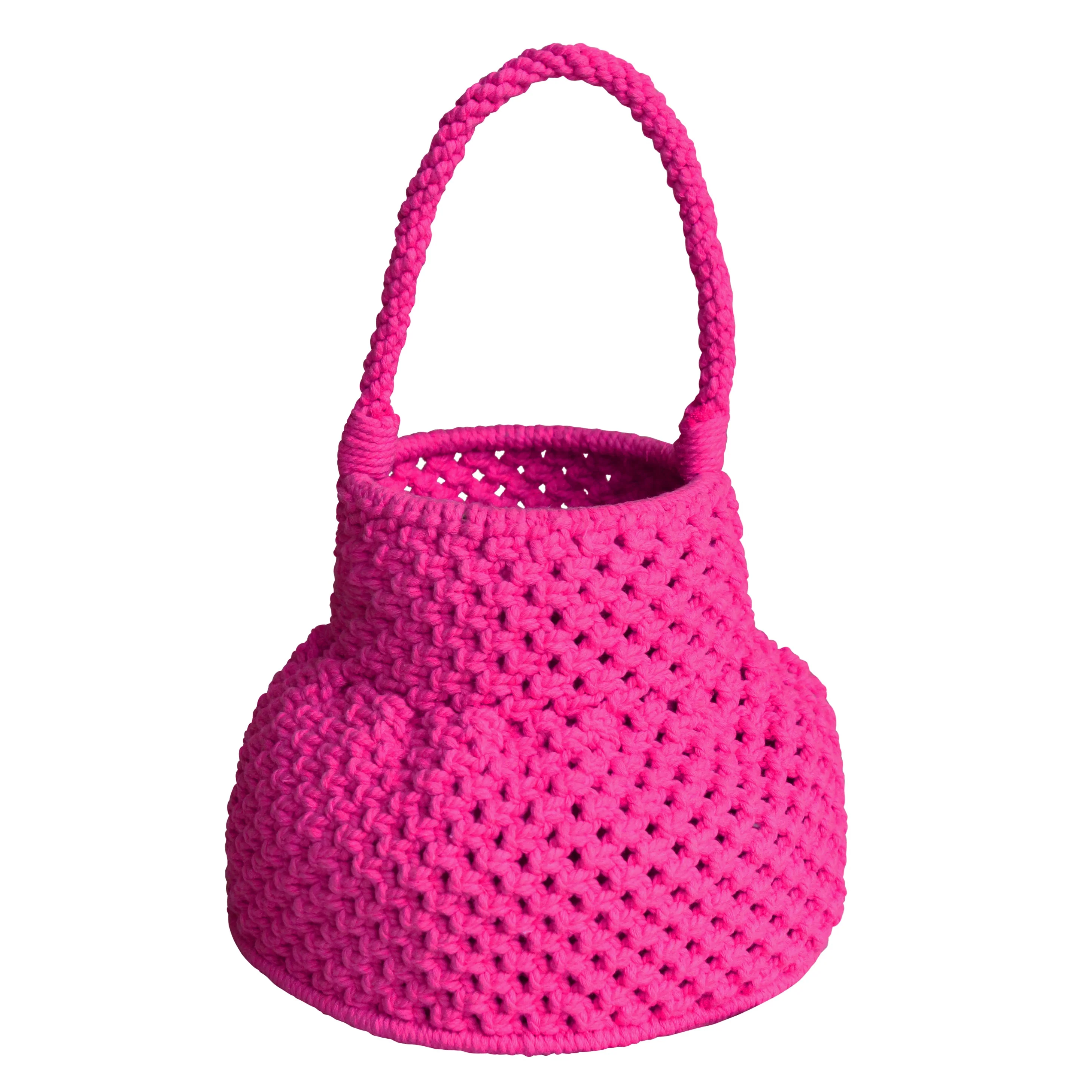 PETITE NAGA Macrame Bucket Bag In Dragonfruit Pink - Image 8