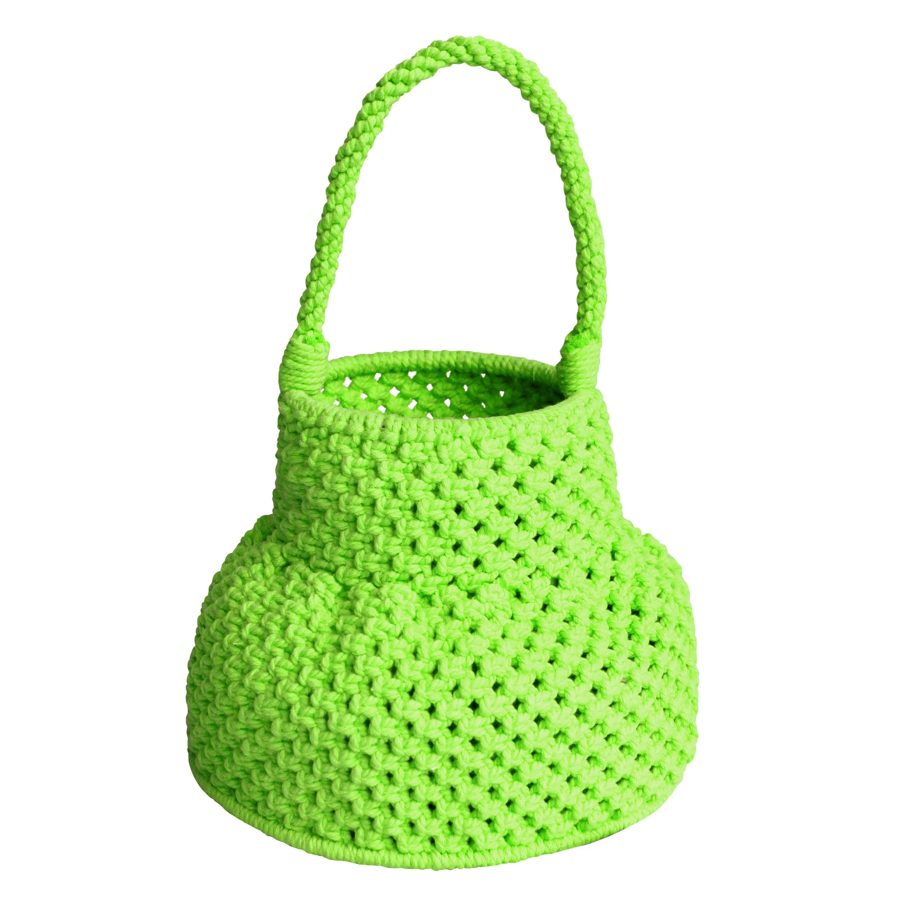 Petite Naga Macrame Bucket Bag In Neon Green - Image 4