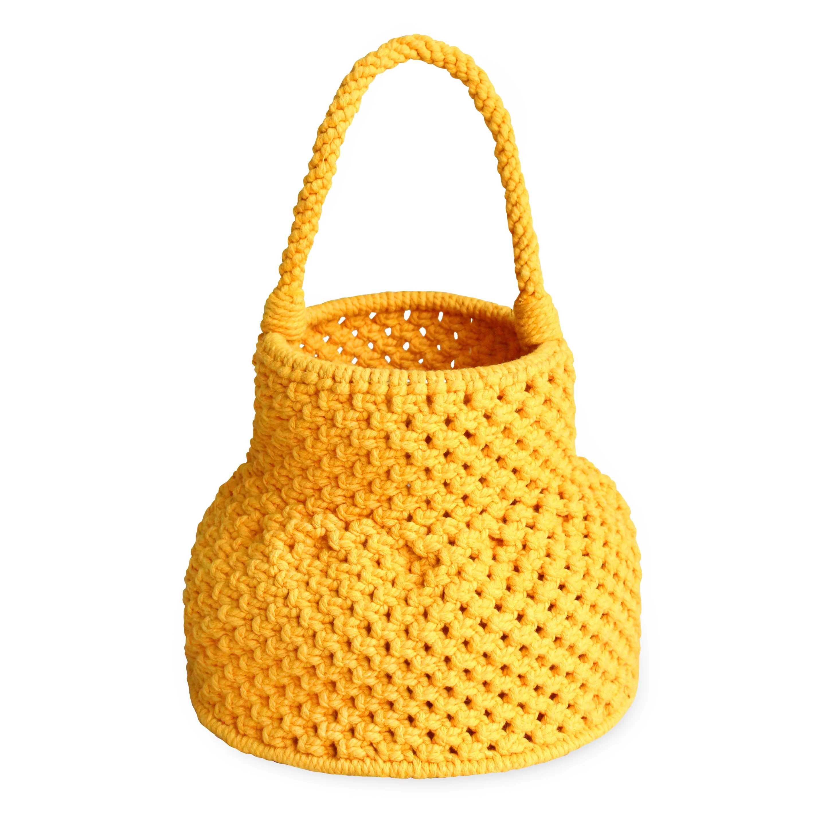 PETITE NAGA Macrame Vessel Basket Bag in Butter Yellow - Image 2