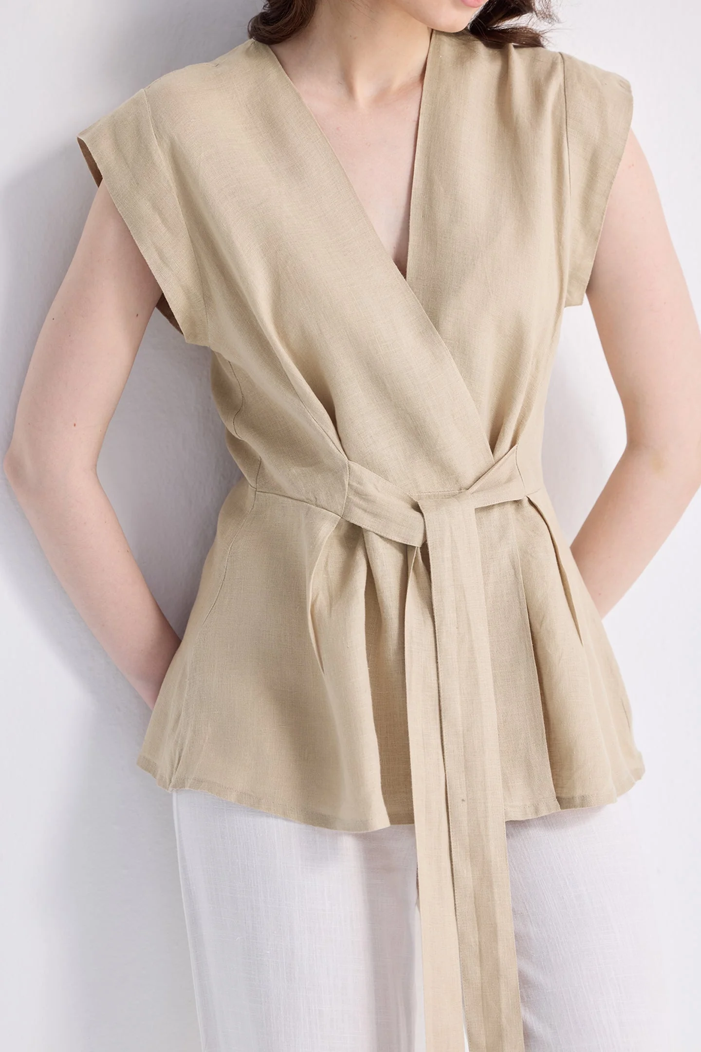 Power Moves Short Sleeve Top in Neutral Beige - Image 5
