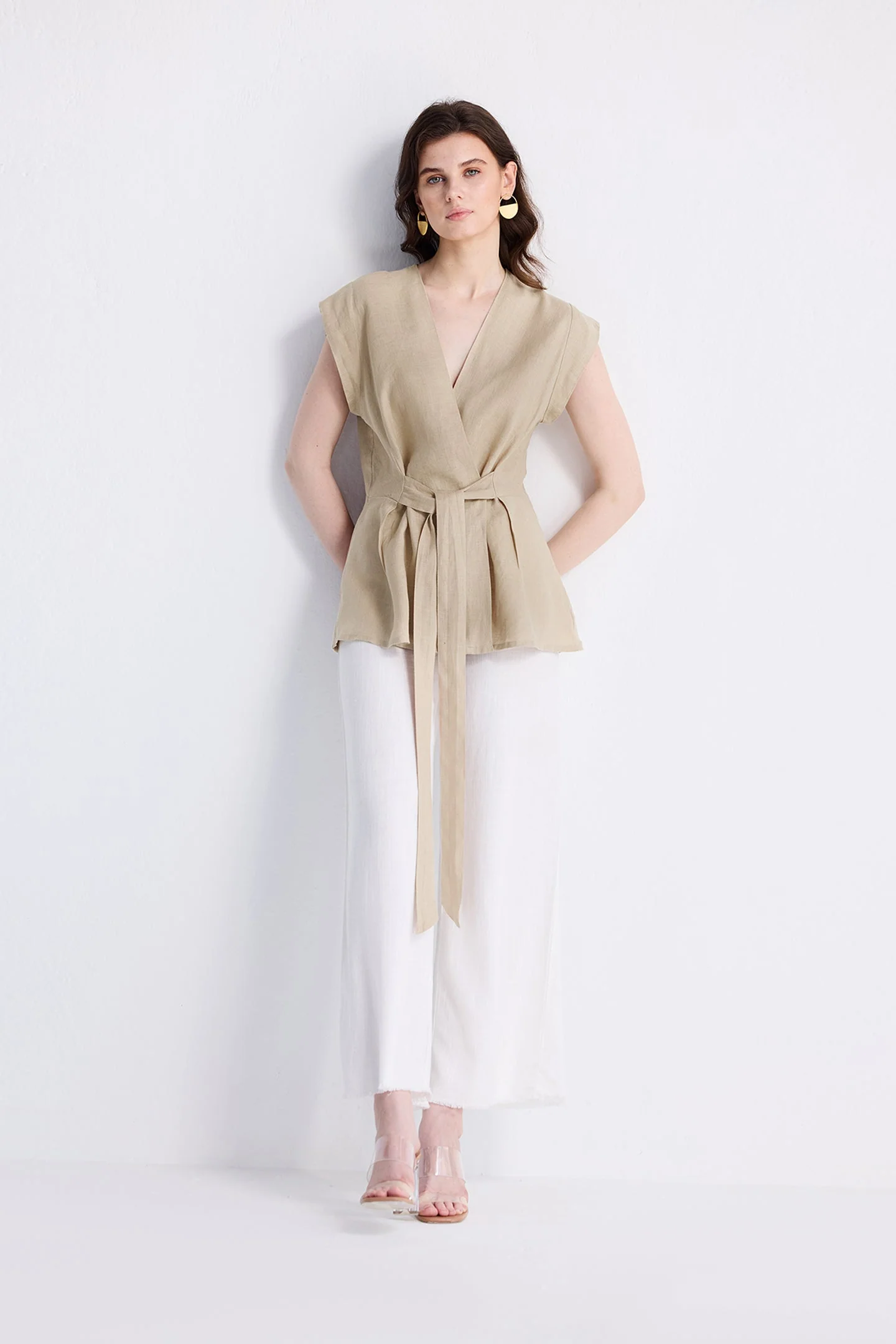 Power Moves Short Sleeve Top in Neutral Beige - Image 6