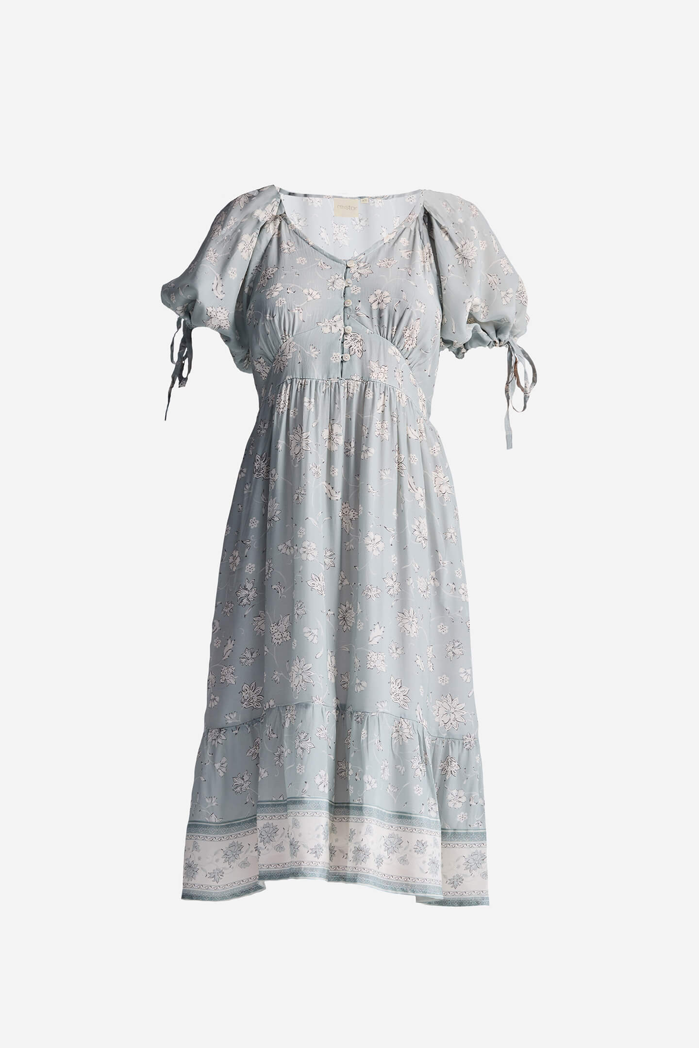 Puff Sleeve Midi Dress in Sage Green - Image 8