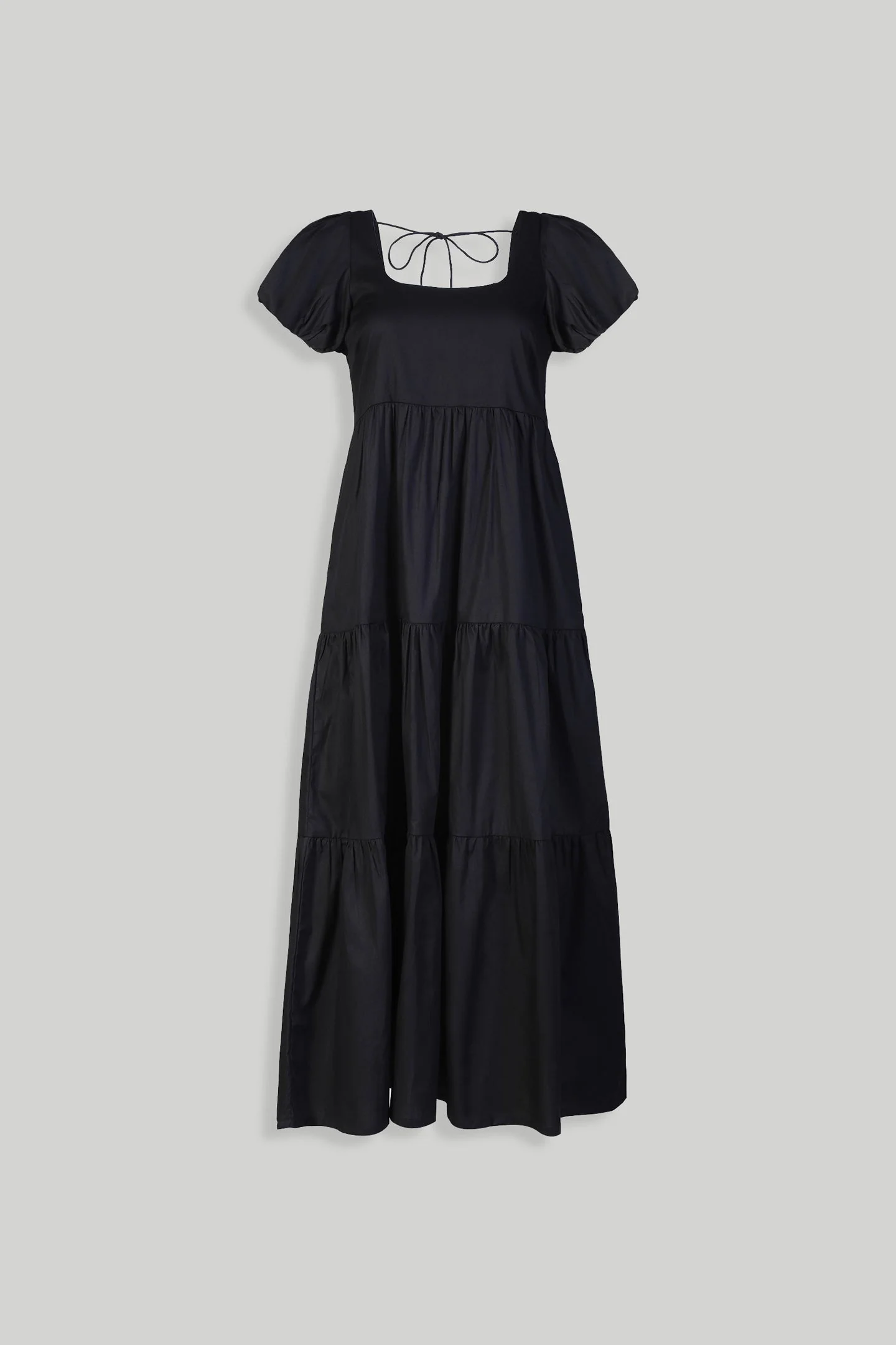 Puff Sleeve Tiered Maxi Dress in Black - Image 9
