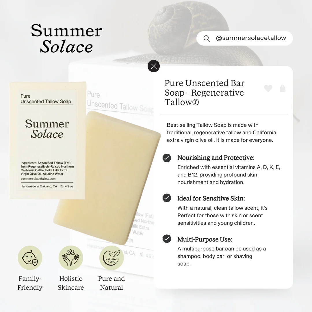 Pure Unscented – Tallow Bar Soap for Sensitive Skin - Image 7