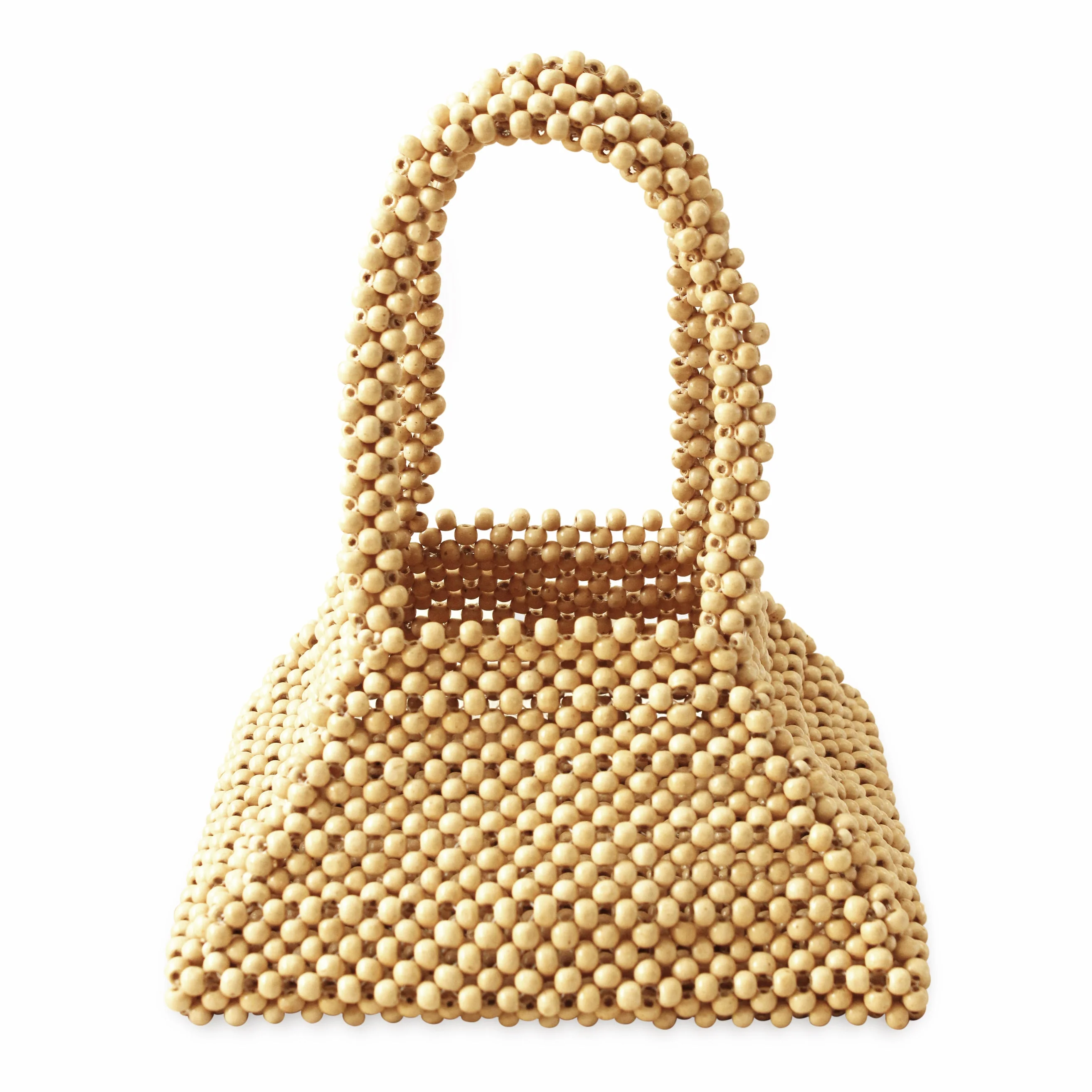 PYRAMID Beaded Tote Bag in Nude Beige - Image 5