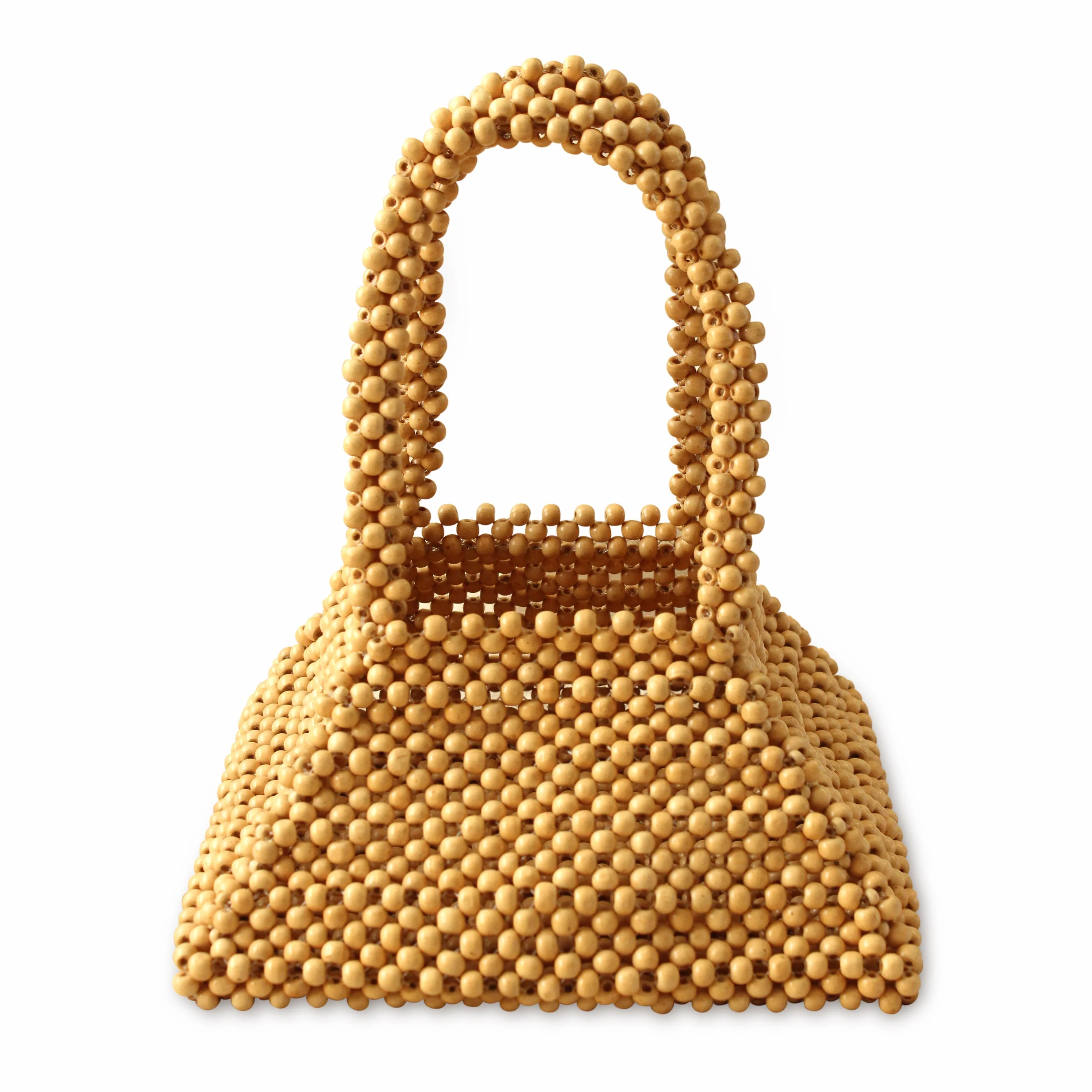 Pyramid Beaded Tote Bag in Toasted Beige - Image 5