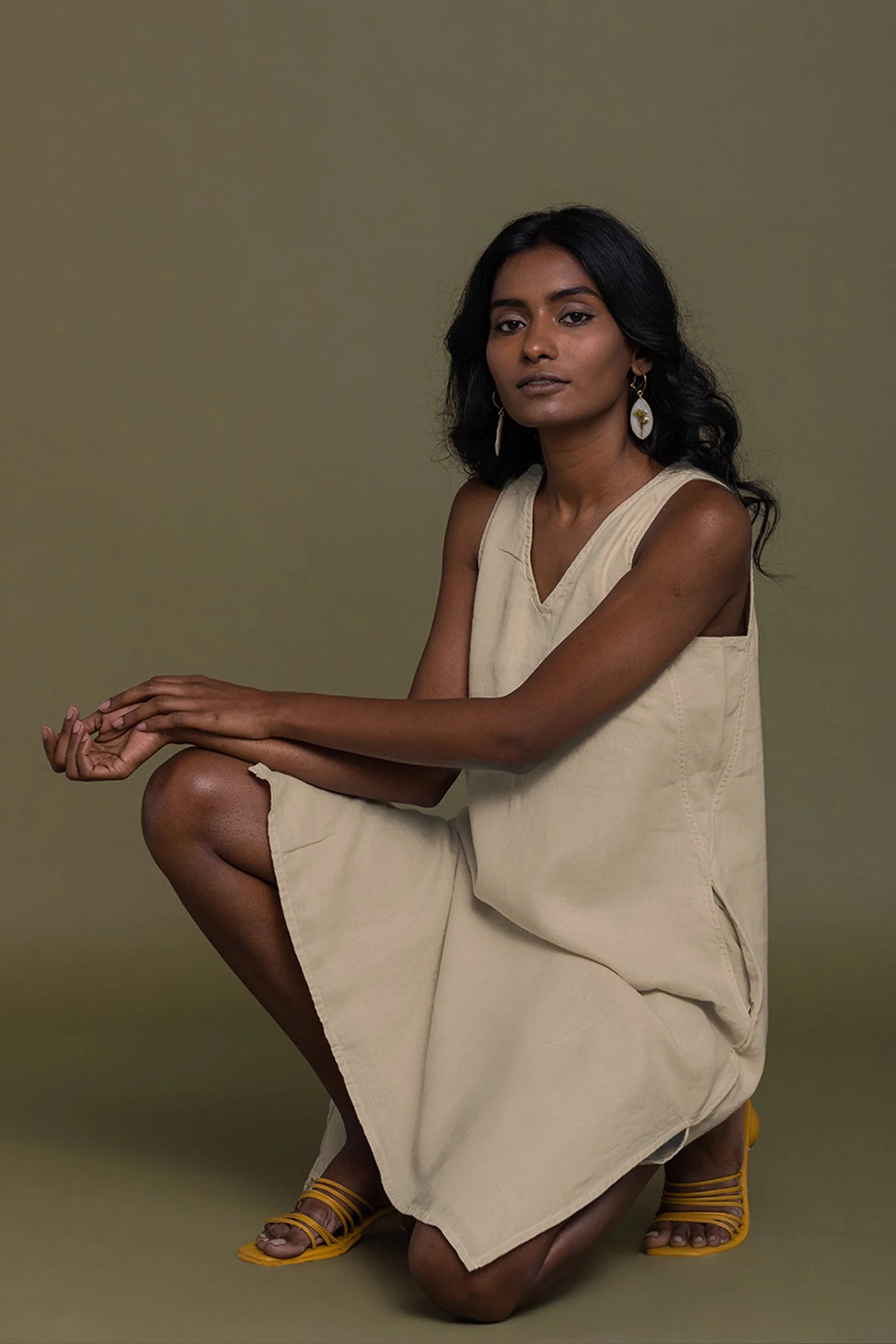 Reading Tea Leaves Dress in Neutral Beige - Image 6