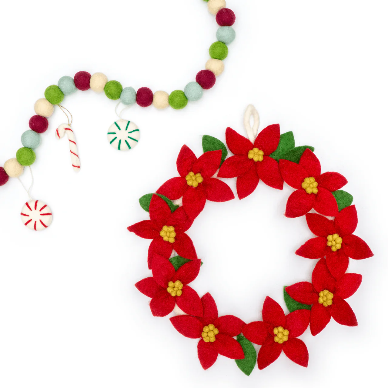Red Poinsettia Holiday Wreath - Image 2