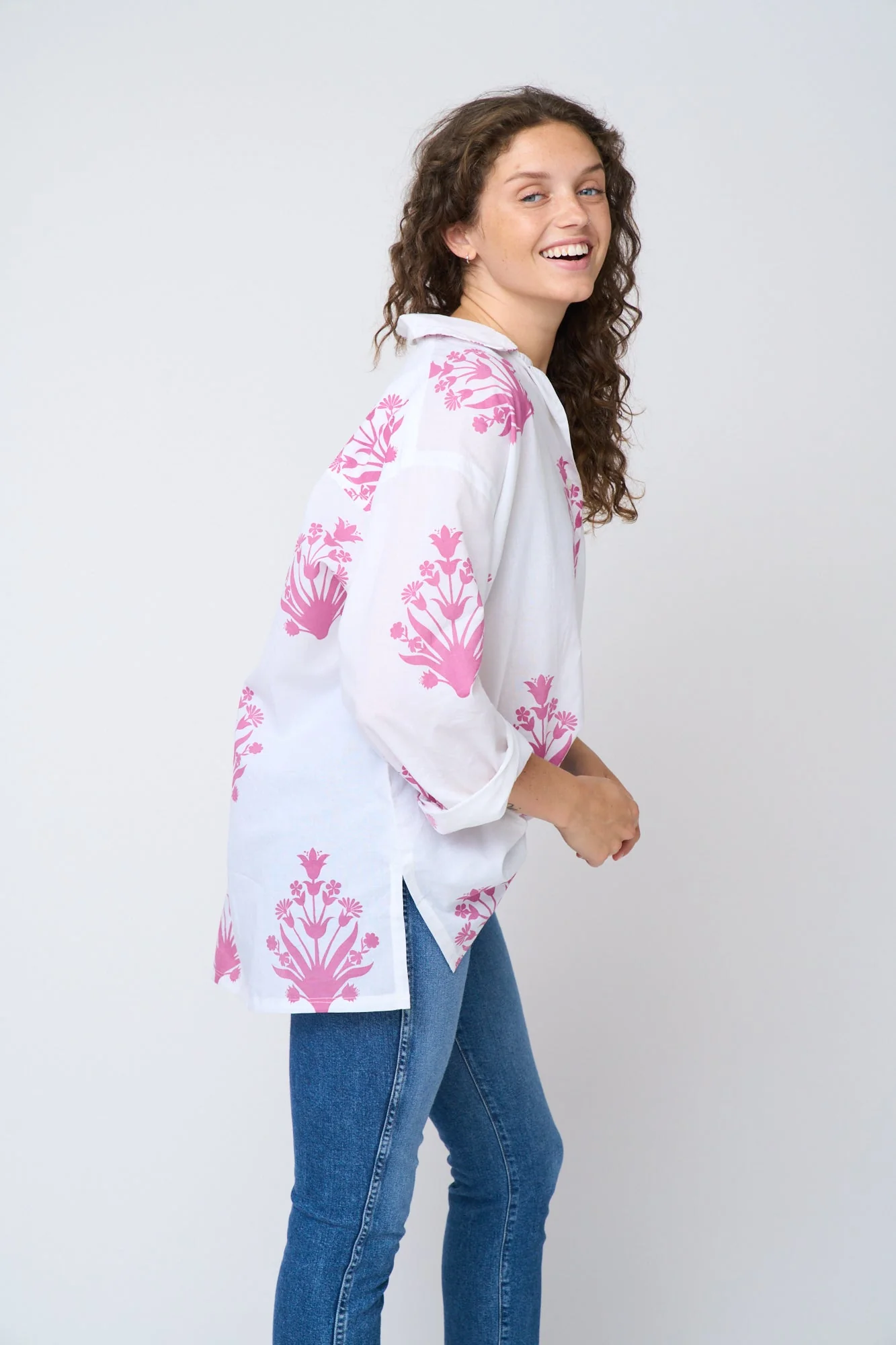 Relaxed Boyfriend Shirt - Cameo Floral Dahlia - Image 10