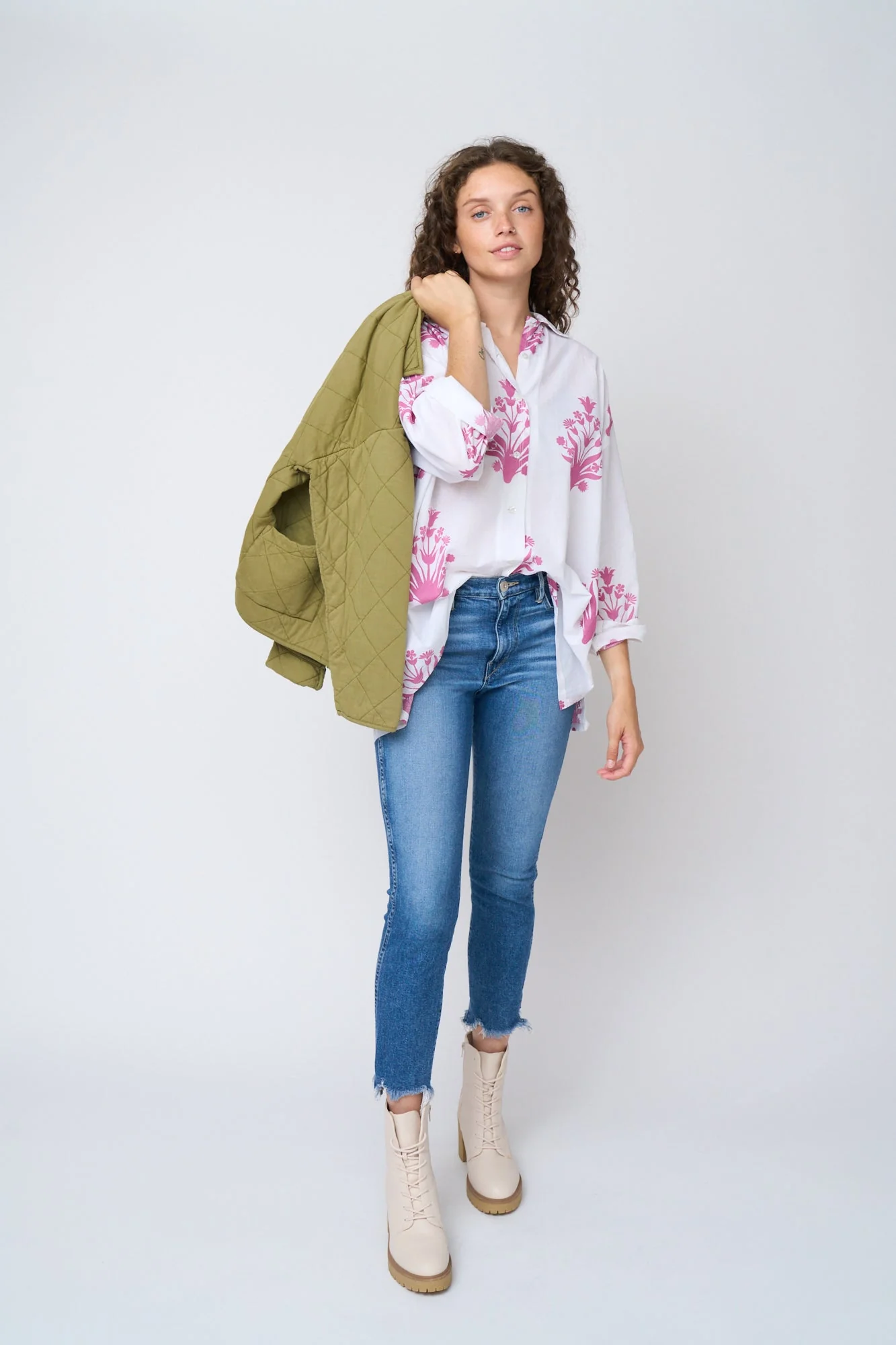 Relaxed Boyfriend Shirt - Cameo Floral Dahlia - Image 11
