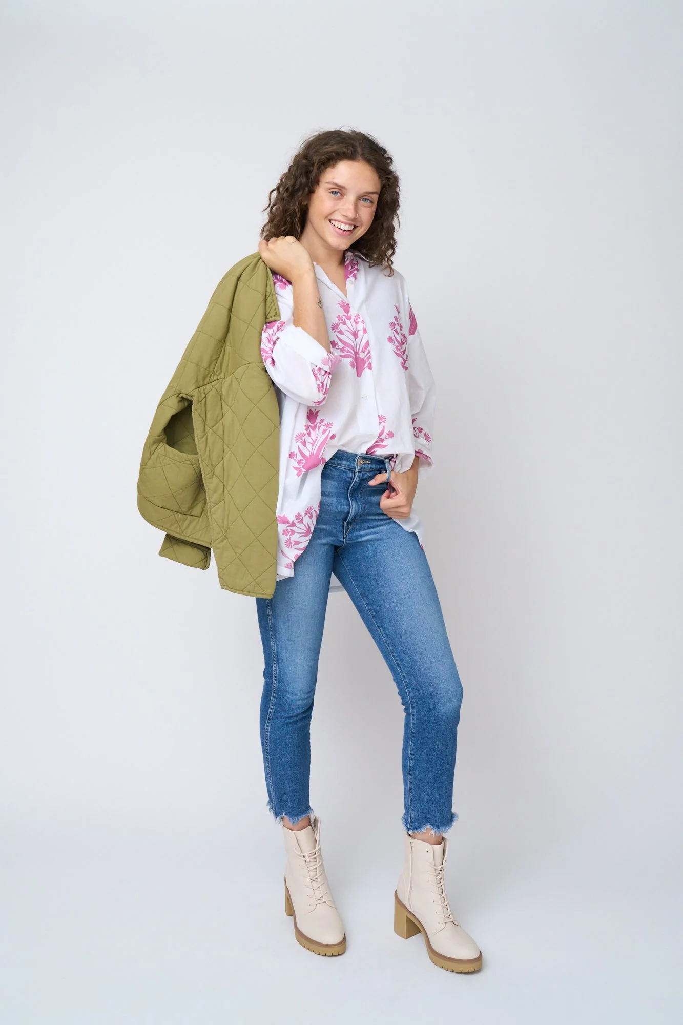Relaxed Boyfriend Shirt - Cameo Floral Dahlia - Image 12