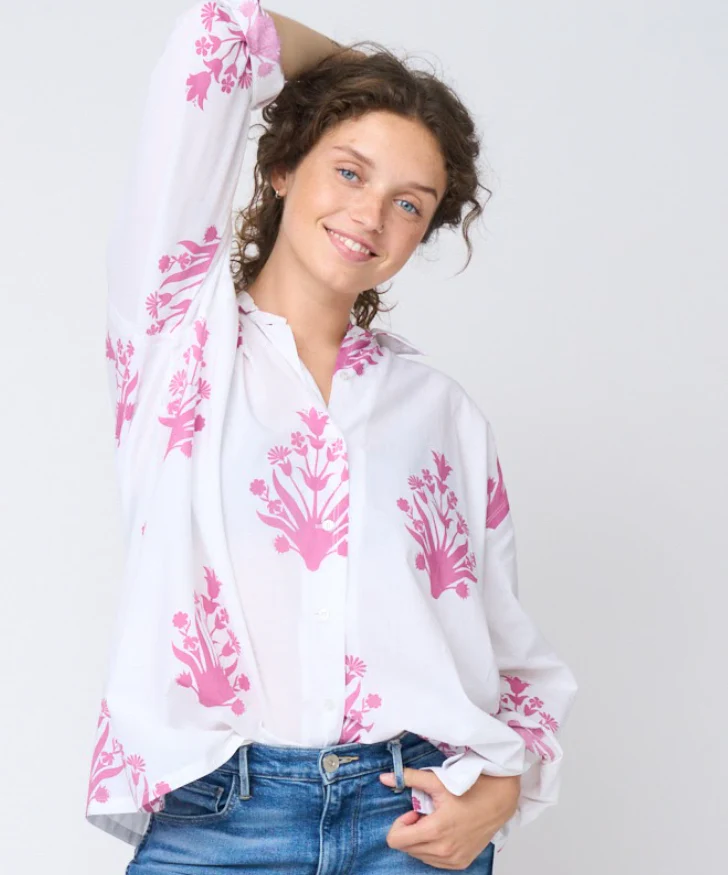Relaxed Boyfriend Shirt - Cameo Floral Dahlia - Image 2