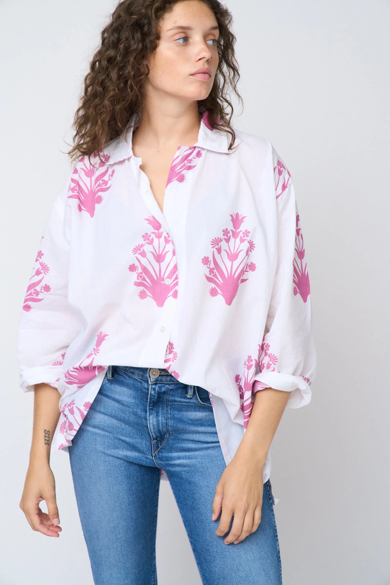 Relaxed Boyfriend Shirt - Cameo Floral Dahlia - Image 4