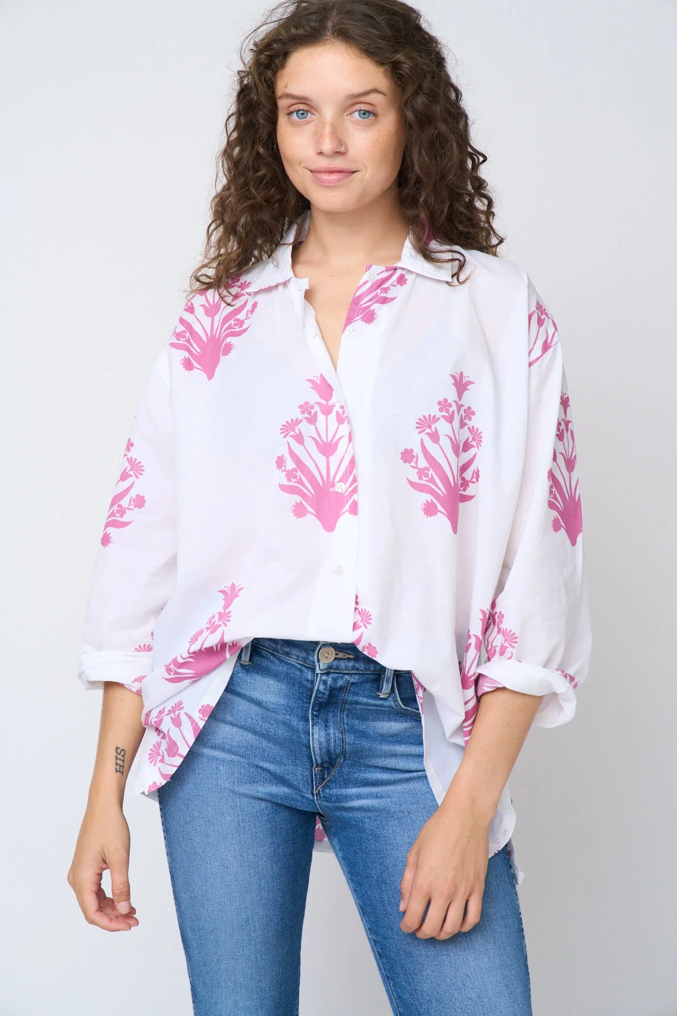 Relaxed Boyfriend Shirt - Cameo Floral Dahlia - Image 7