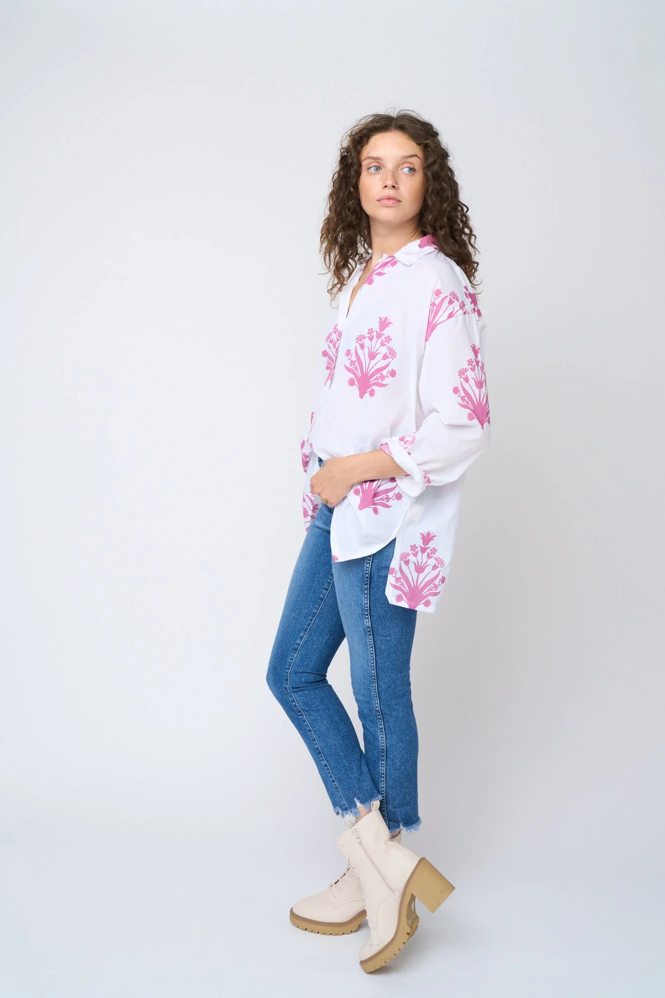Relaxed Boyfriend Shirt - Cameo Floral Dahlia - Image 8