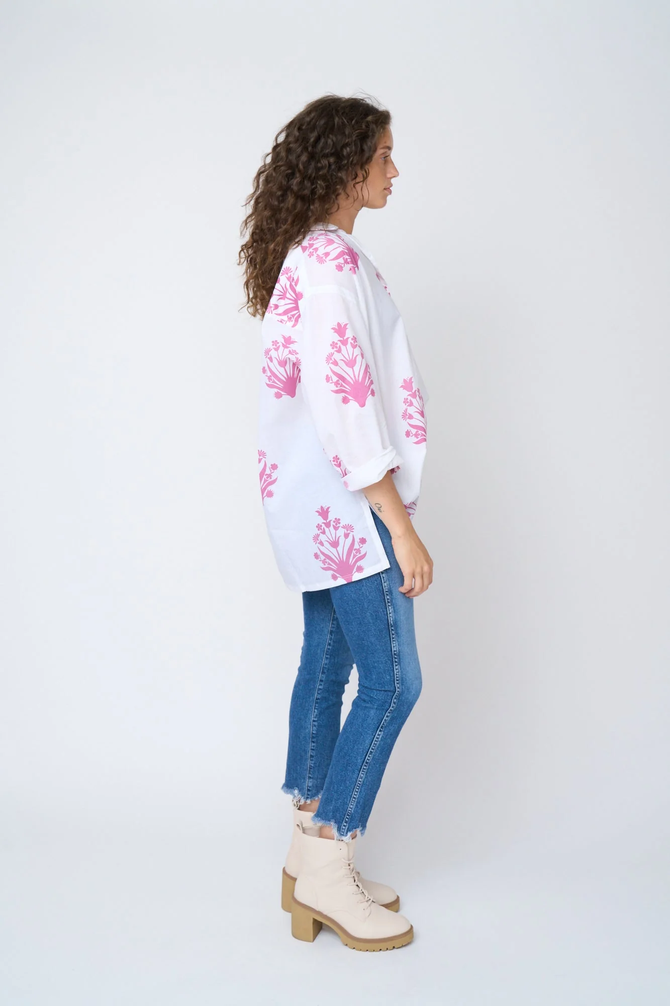 Relaxed Boyfriend Shirt - Cameo Floral Dahlia - Image 9