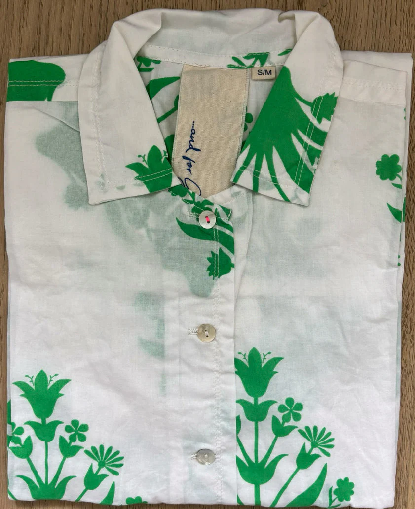 Relaxed Boyfriend Shirt - Cameo Floral Kelly Green - Image 3