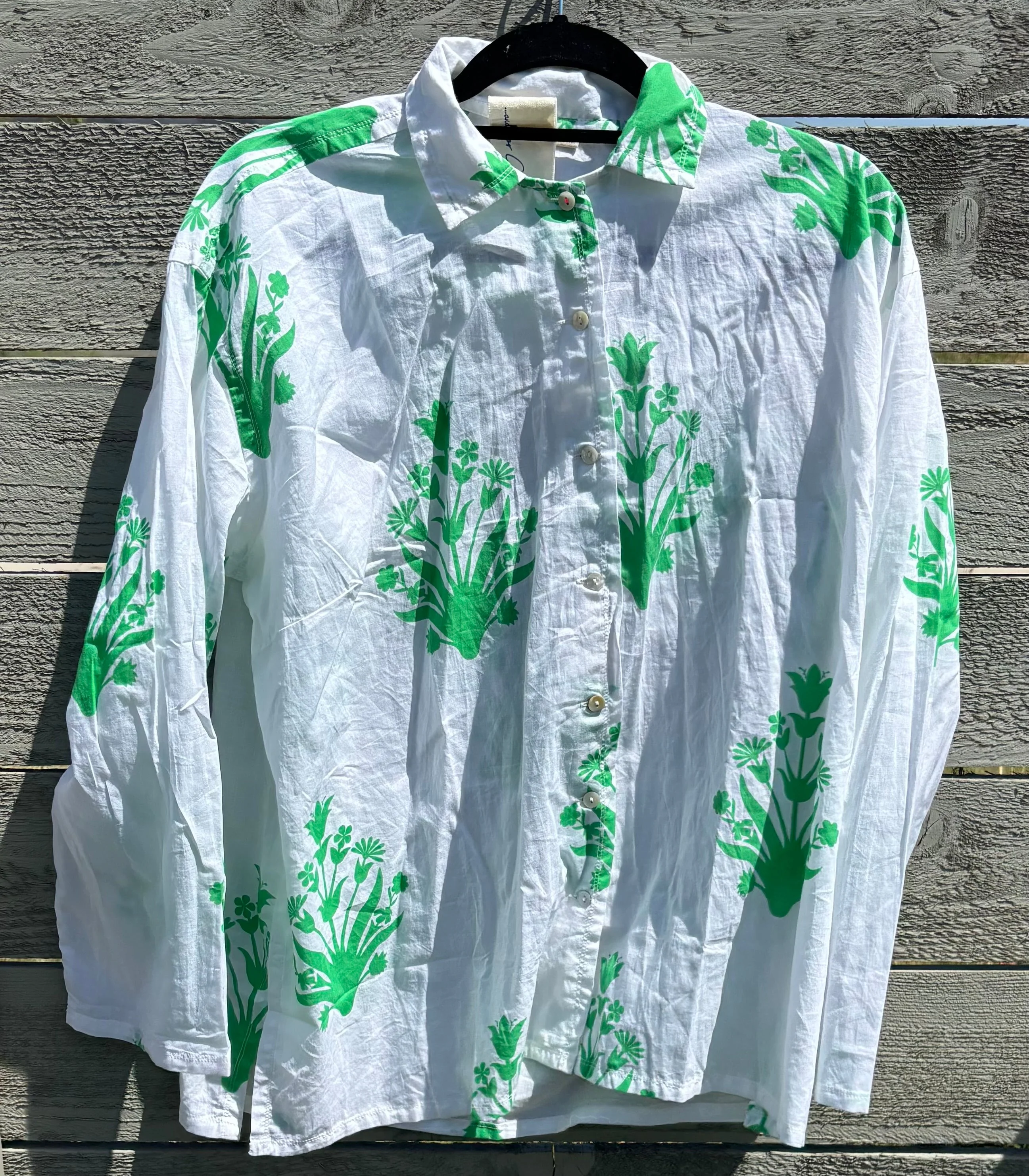 Relaxed Boyfriend Shirt - Cameo Floral Kelly Green - Image 4