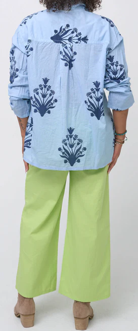 Relaxed Boyfriend Shirt - Cameo Floral Overdye Cornflower Blue - Image 4