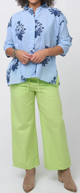 Relaxed Boyfriend Shirt - Cameo Floral Overdye Cornflower Blue - Image 5